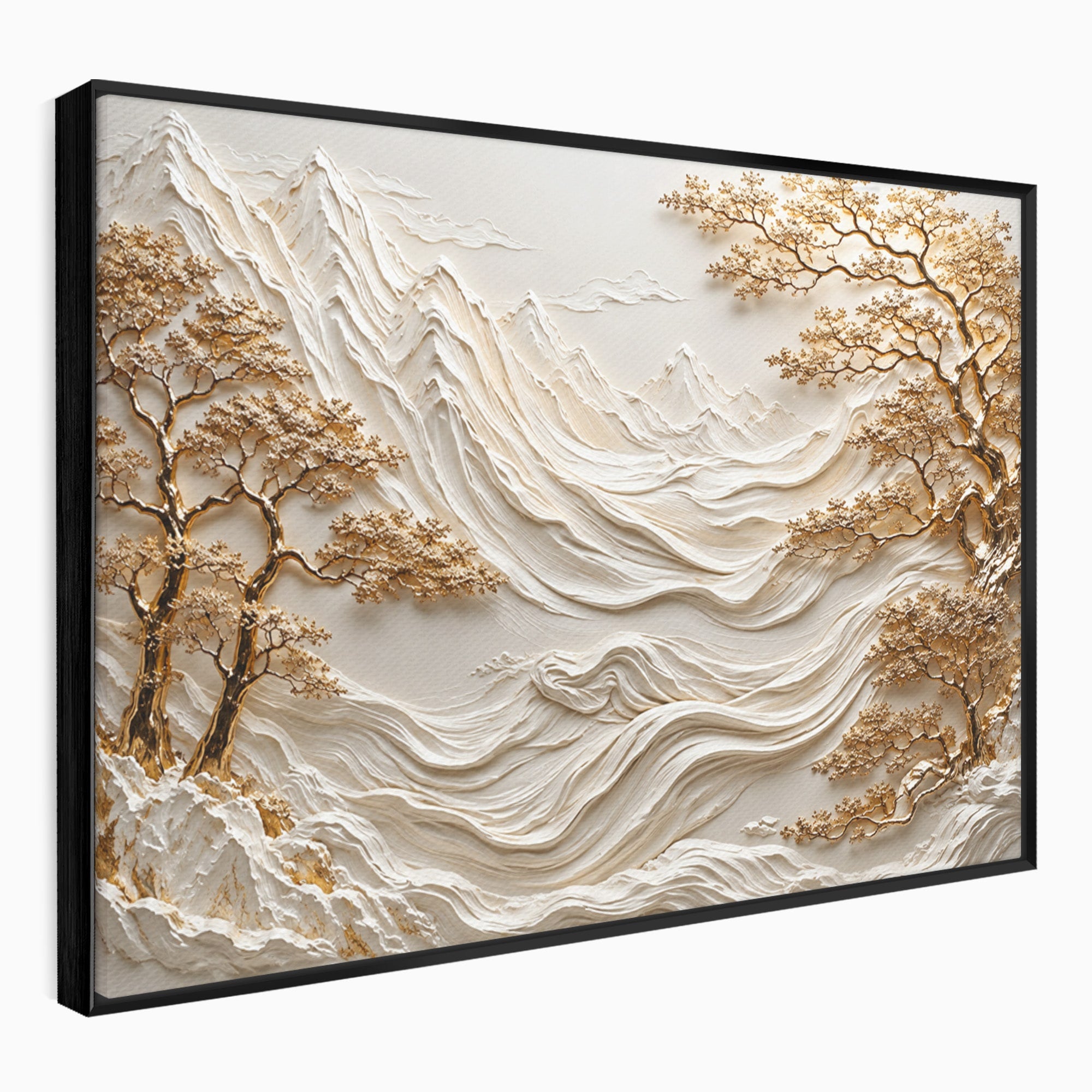 Tablou Canvas Premium LuxCanva® U1173, Peisaj Montan Aurit, Munti, Arta, Eleganta, Peisaj, Living, Culori Vibrante