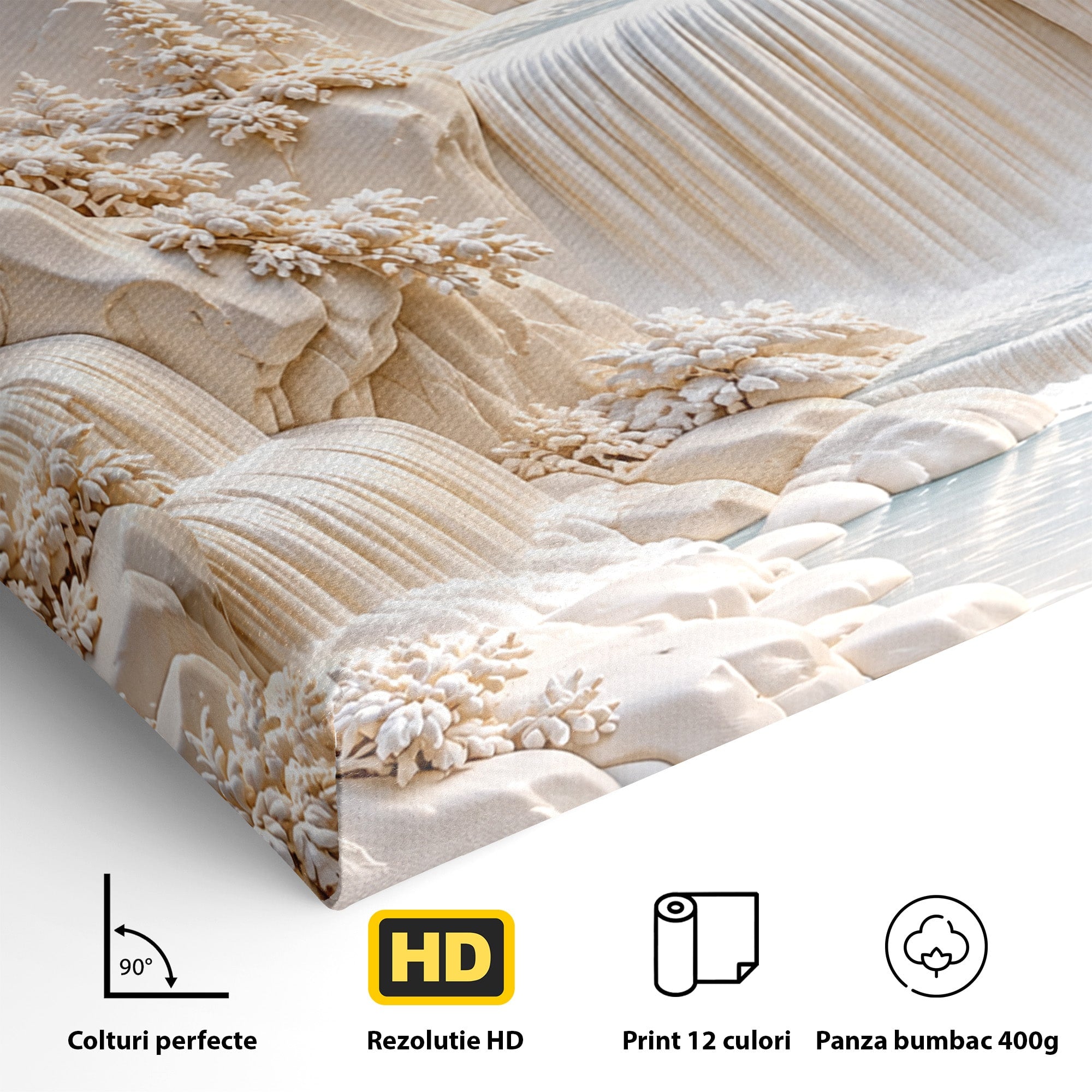 Tablou Canvas Premium LuxCanva® U1174, Peisaj Alpin Serafic, Cascada, Munti, Natura, Pasari, Peisaj, Living, Culori Vibrante