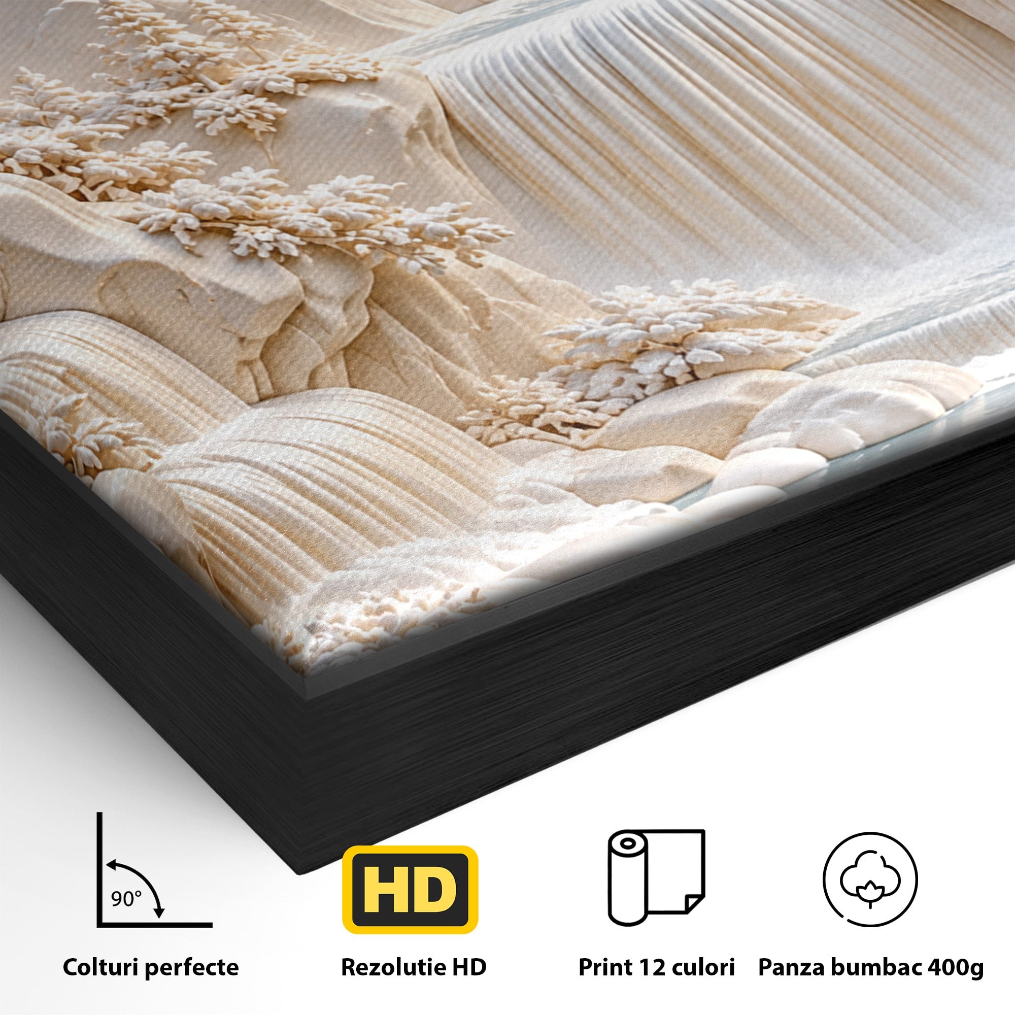 Tablou Canvas Premium LuxCanva® U1174, Peisaj Alpin Serafic, Cascada, Munti, Natura, Pasari, Peisaj, Living, Culori Vibrante