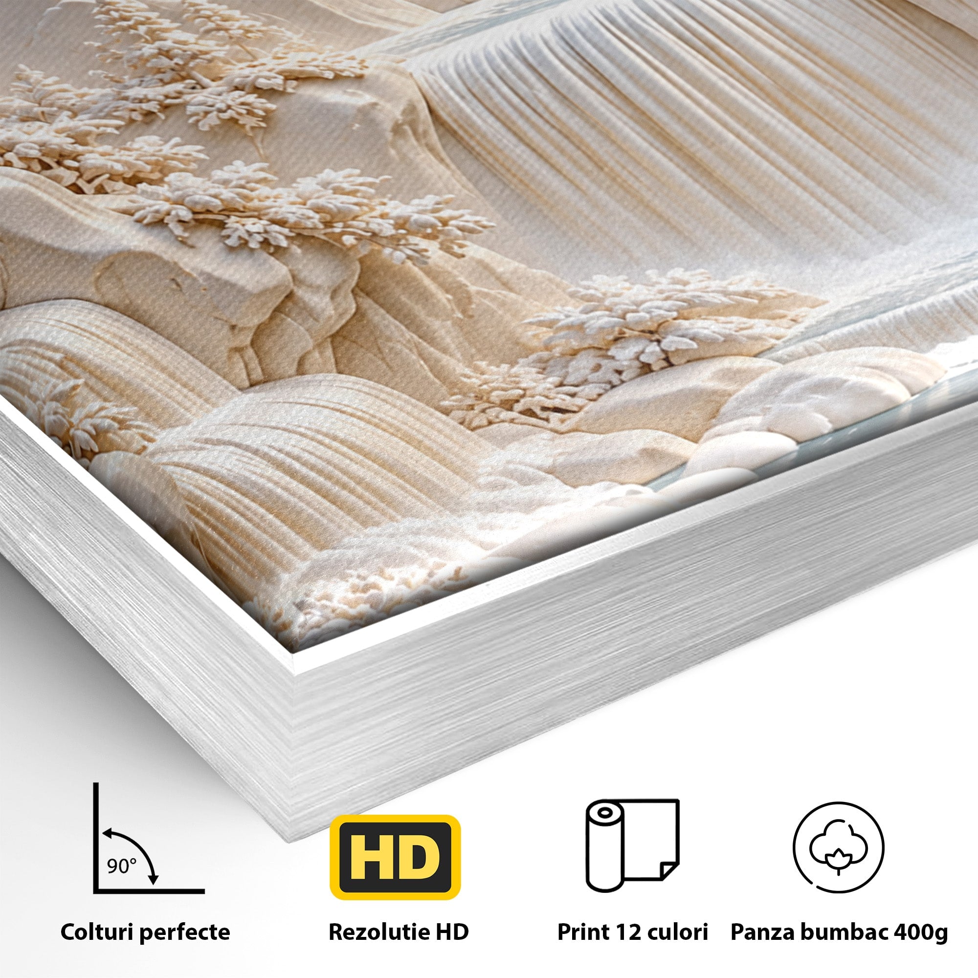 Tablou Canvas Premium LuxCanva® U1174, Peisaj Alpin Serafic, Cascada, Munti, Natura, Pasari, Peisaj, Living, Culori Vibrante