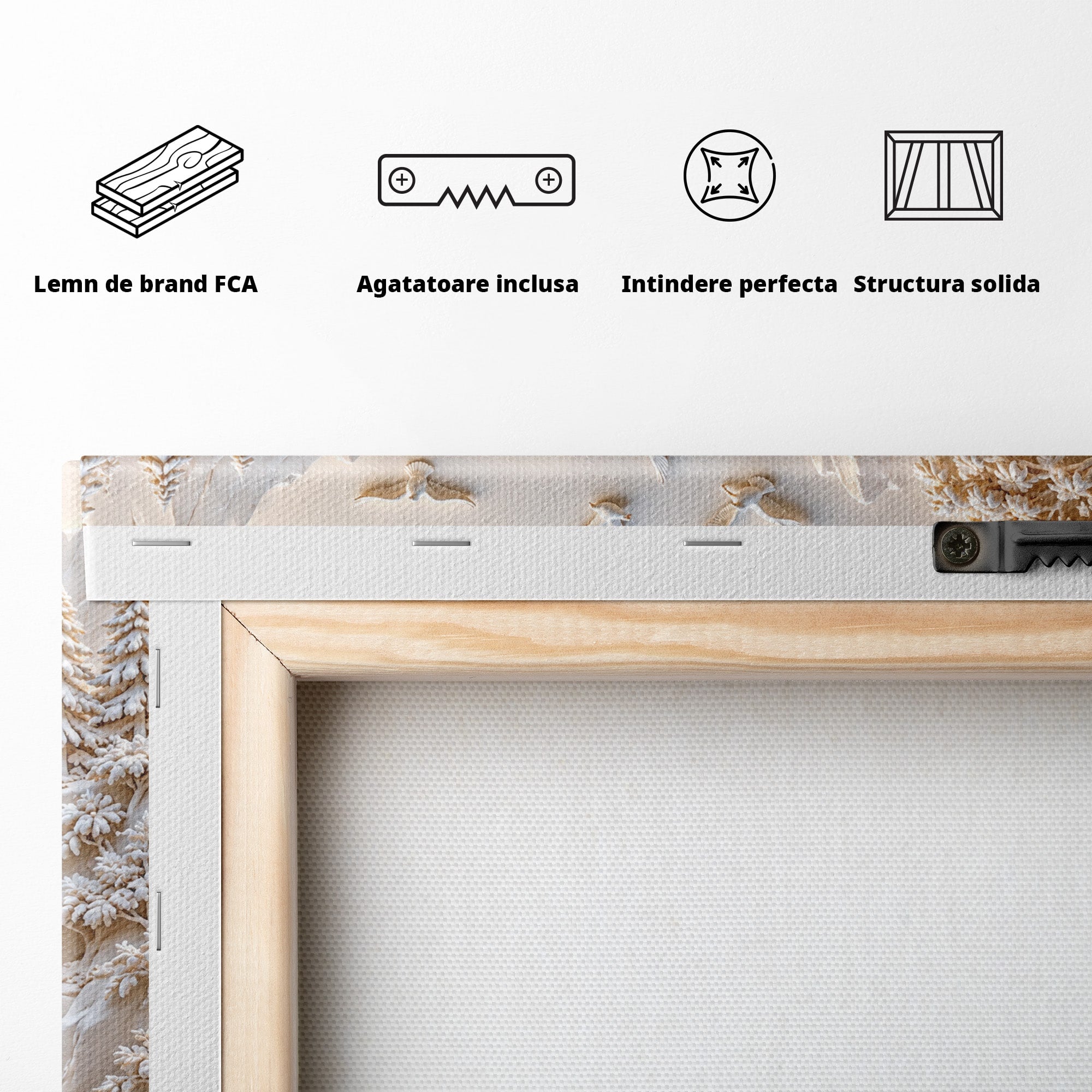 Tablou Canvas Premium LuxCanva® U1174, Peisaj Alpin Serafic, Cascada, Munti, Natura, Pasari, Peisaj, Living, Culori Vibrante