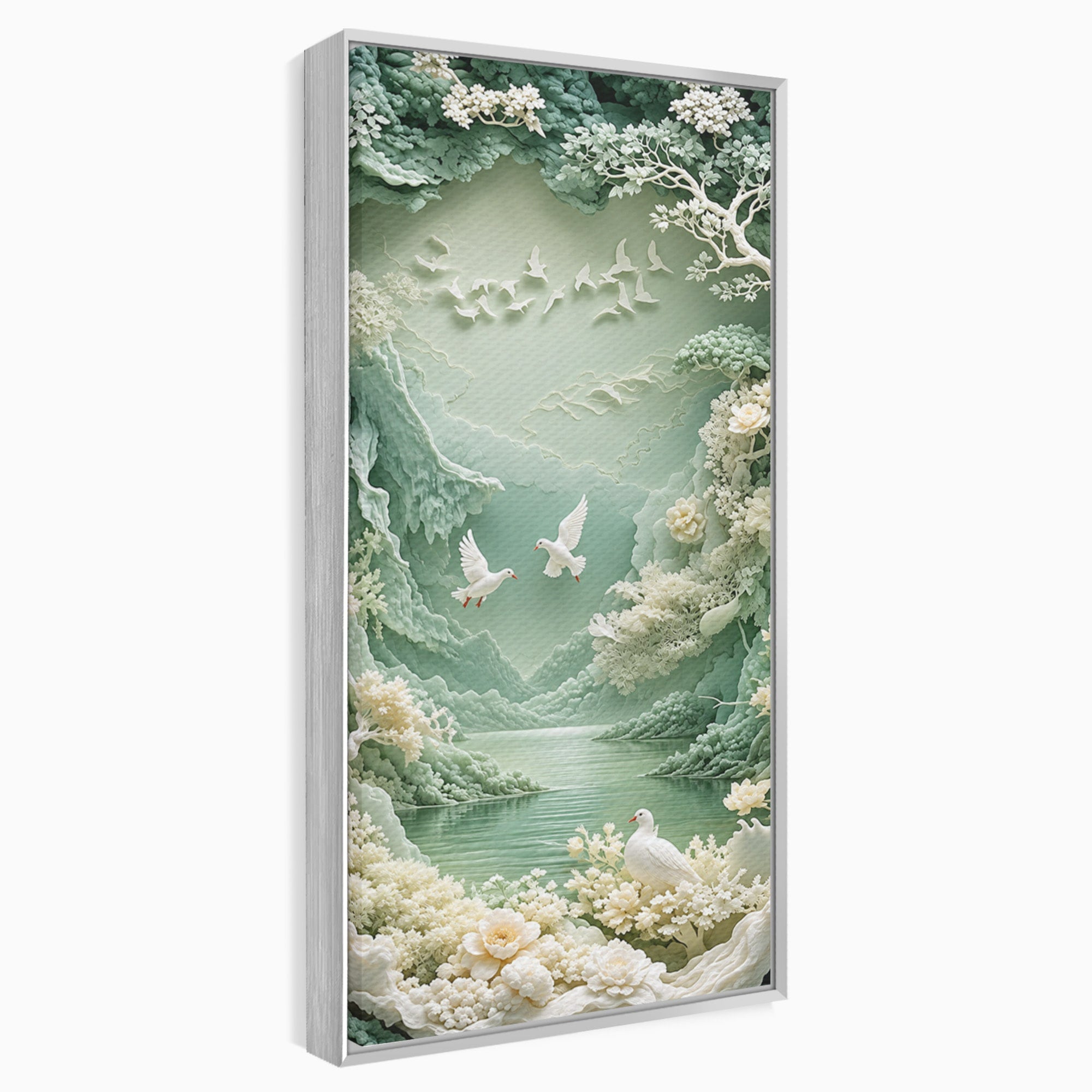 Tablou Canvas Premium LuxCanva® U1175, Lacul Pastelat, Natura, Pasari, Flori, Lac, Dormitor, Culori Vibrante