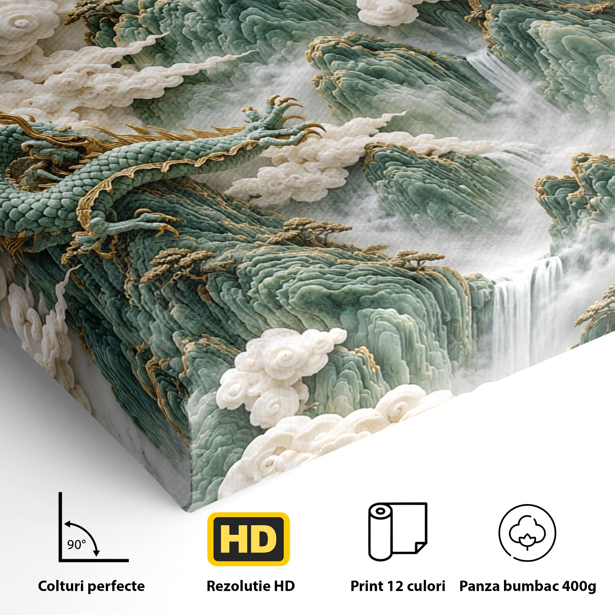 Tablou Canvas Premium LuxCanva® U1176, Dragonii Printre Nori, Fantezie, Mitologie, Dragon, Nori, Living, Culori Vibrante