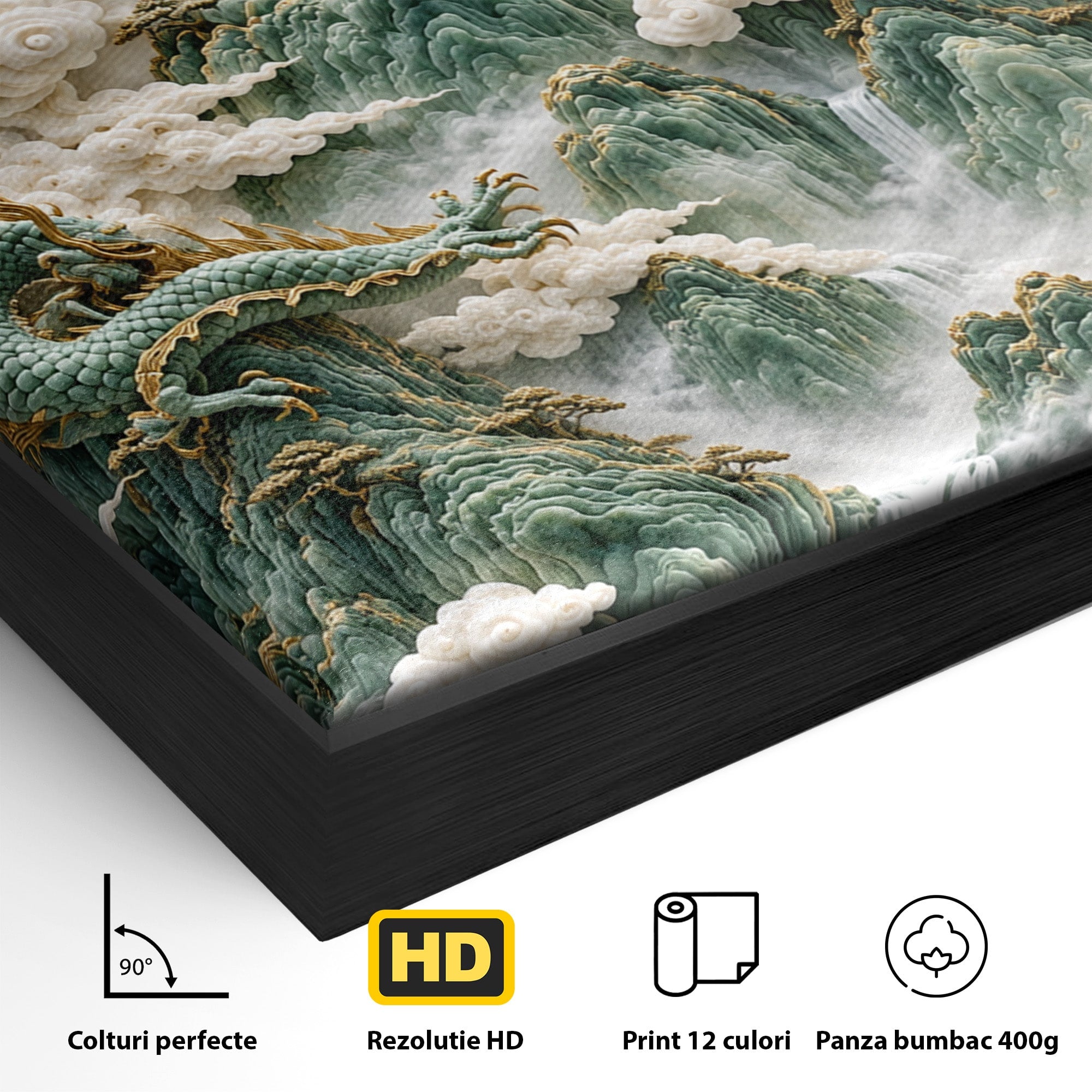 Tablou Canvas Premium LuxCanva® U1176, Dragonii Printre Nori, Fantezie, Mitologie, Dragon, Nori, Living, Culori Vibrante