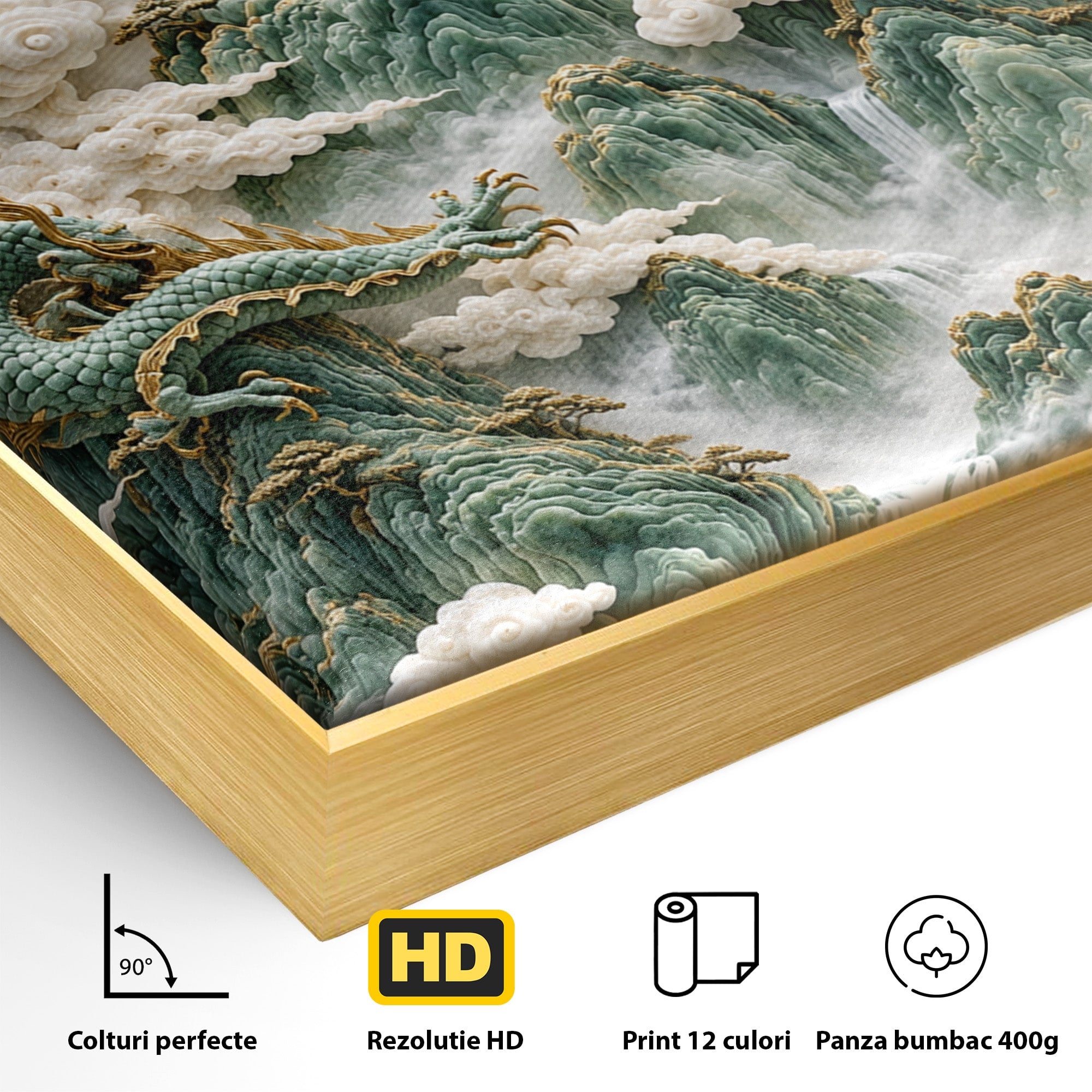 Tablou Canvas Premium LuxCanva® U1176, Dragonii Printre Nori, Fantezie, Mitologie, Dragon, Nori, Living, Culori Vibrante