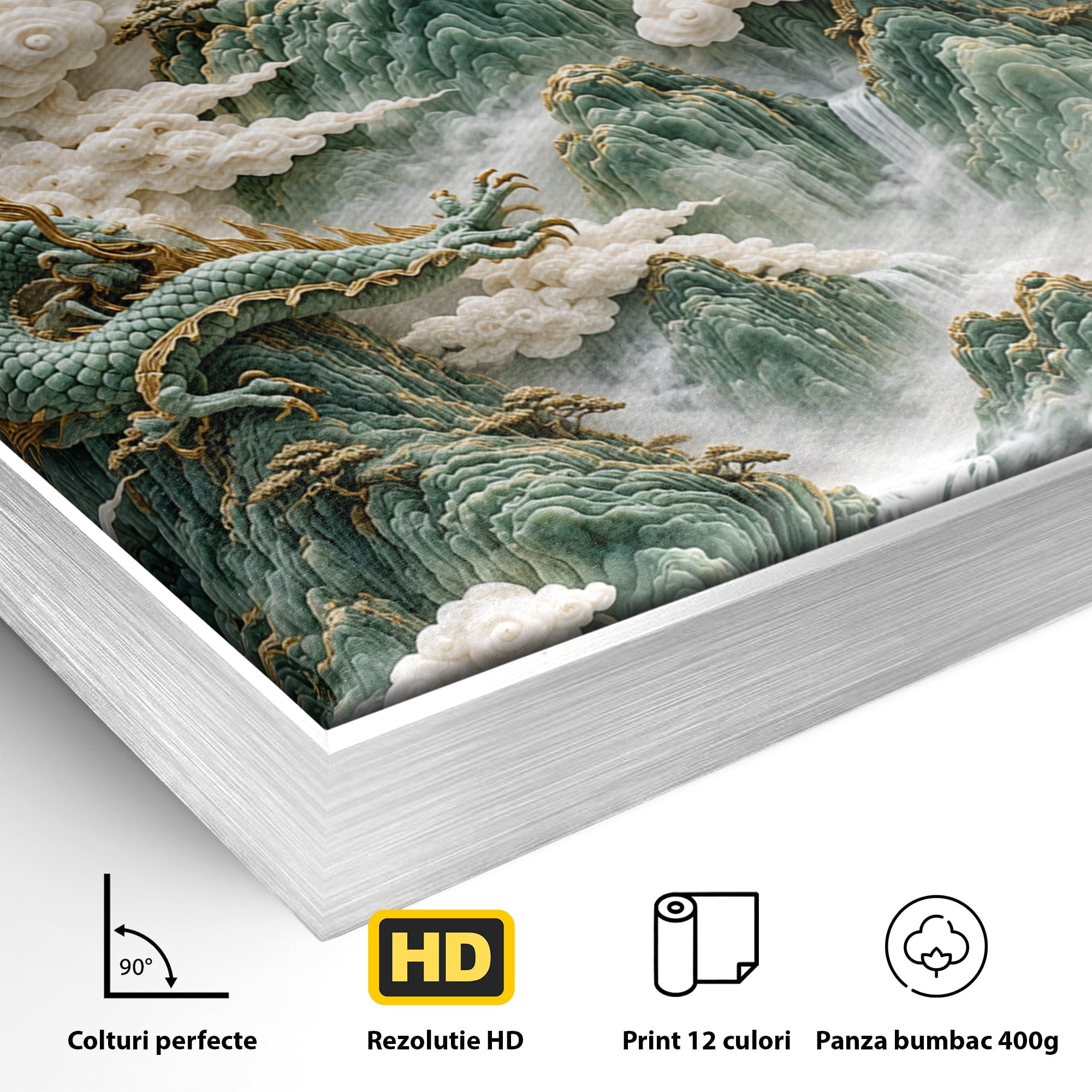 Tablou Canvas Premium LuxCanva® U1176, Dragonii Printre Nori, Fantezie, Mitologie, Dragon, Nori, Living, Culori Vibrante