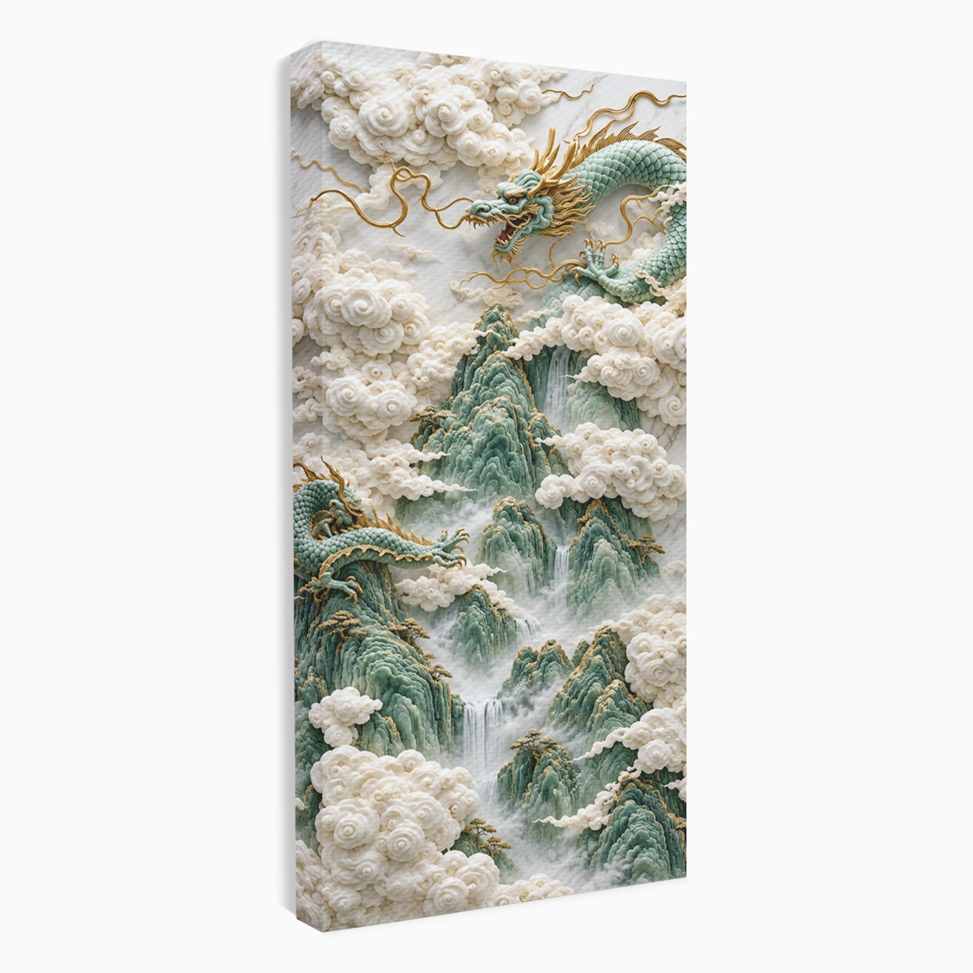 Tablou Canvas Premium LuxCanva® U1176, Dragonii Printre Nori, Fantezie, Mitologie, Dragon, Nori, Living, Culori Vibrante