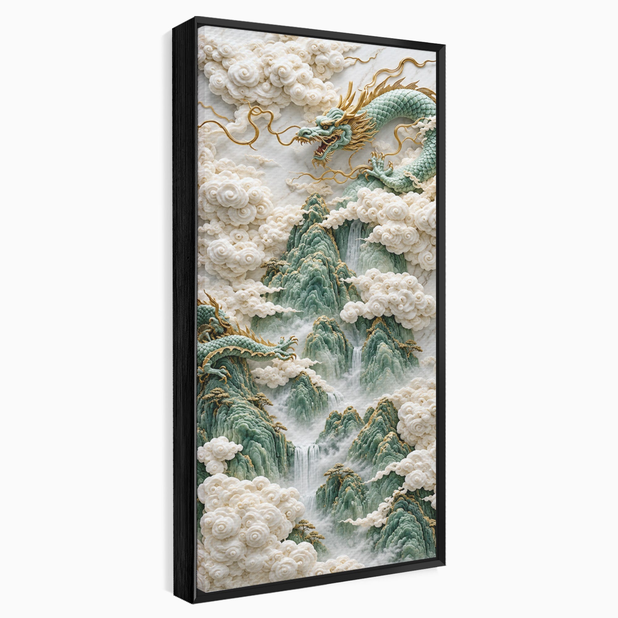 Tablou Canvas Premium LuxCanva® U1176, Dragonii Printre Nori, Fantezie, Mitologie, Dragon, Nori, Living, Culori Vibrante