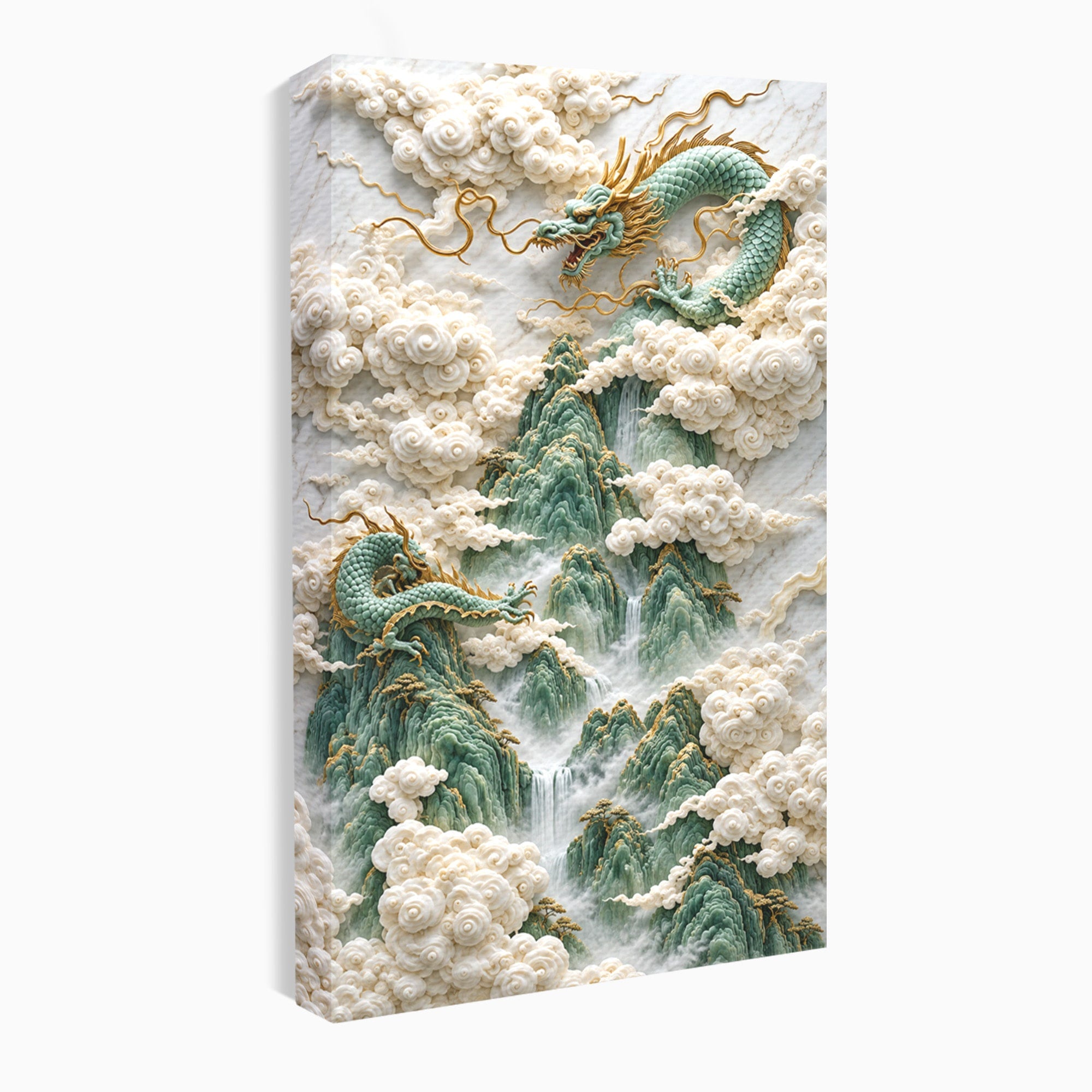 Tablou Canvas Premium LuxCanva® U1176, Dragonii Printre Nori, Fantezie, Mitologie, Dragon, Nori, Living, Culori Vibrante