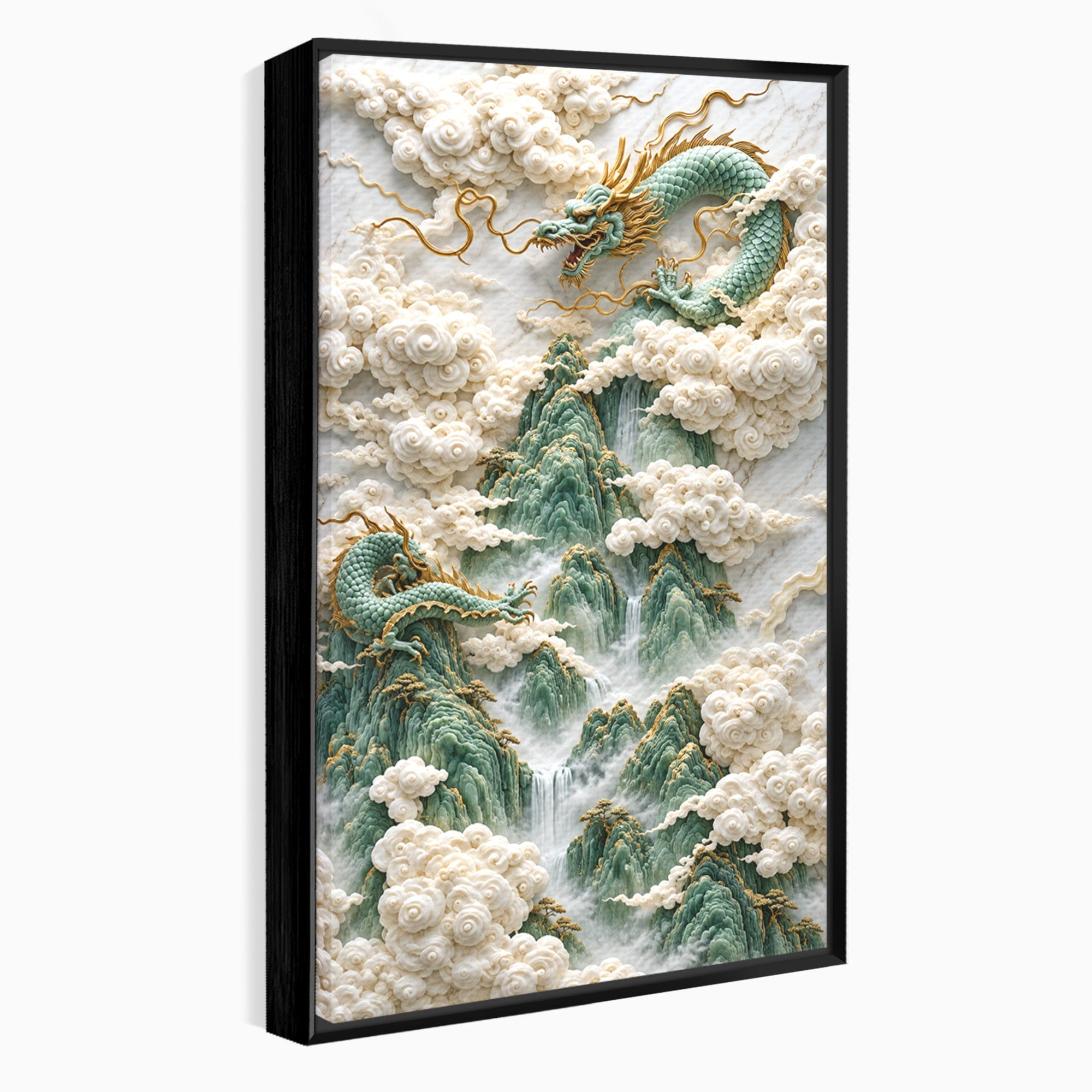 Tablou Canvas Premium LuxCanva® U1176, Dragonii Printre Nori, Fantezie, Mitologie, Dragon, Nori, Living, Culori Vibrante