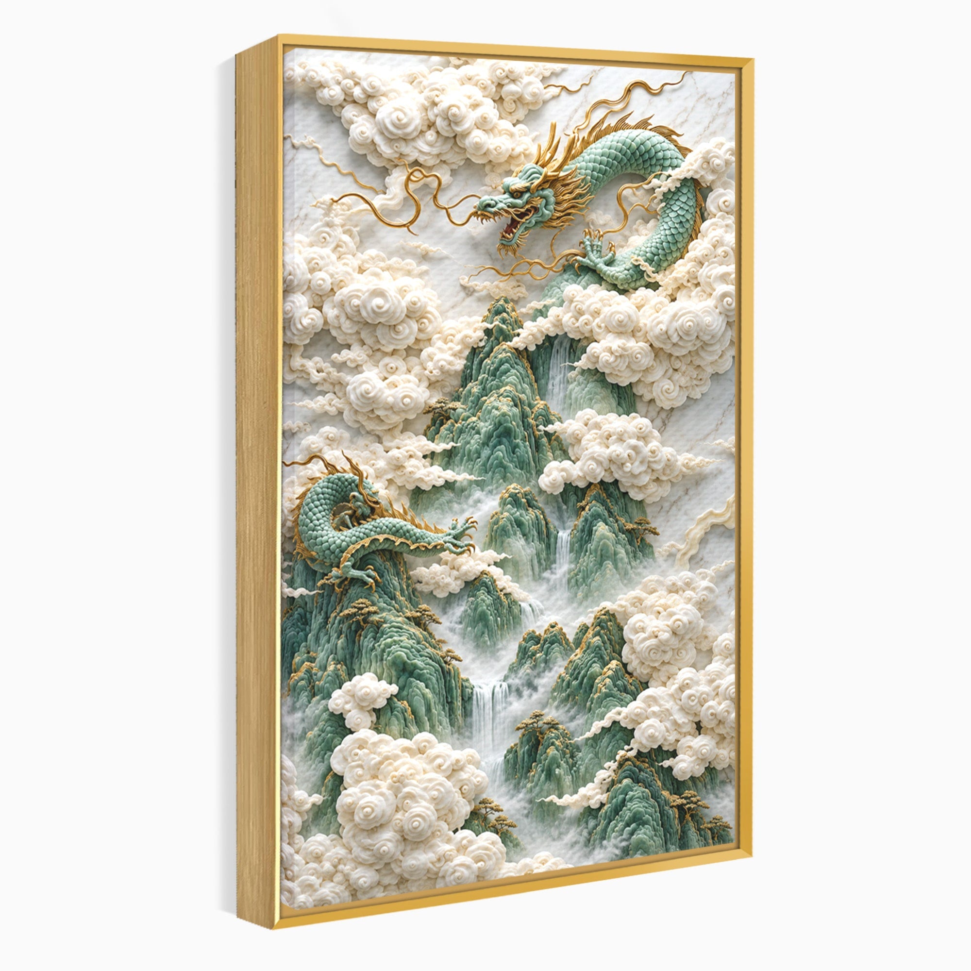 Tablou Canvas Premium LuxCanva® U1176, Dragonii Printre Nori, Fantezie, Mitologie, Dragon, Nori, Living, Culori Vibrante