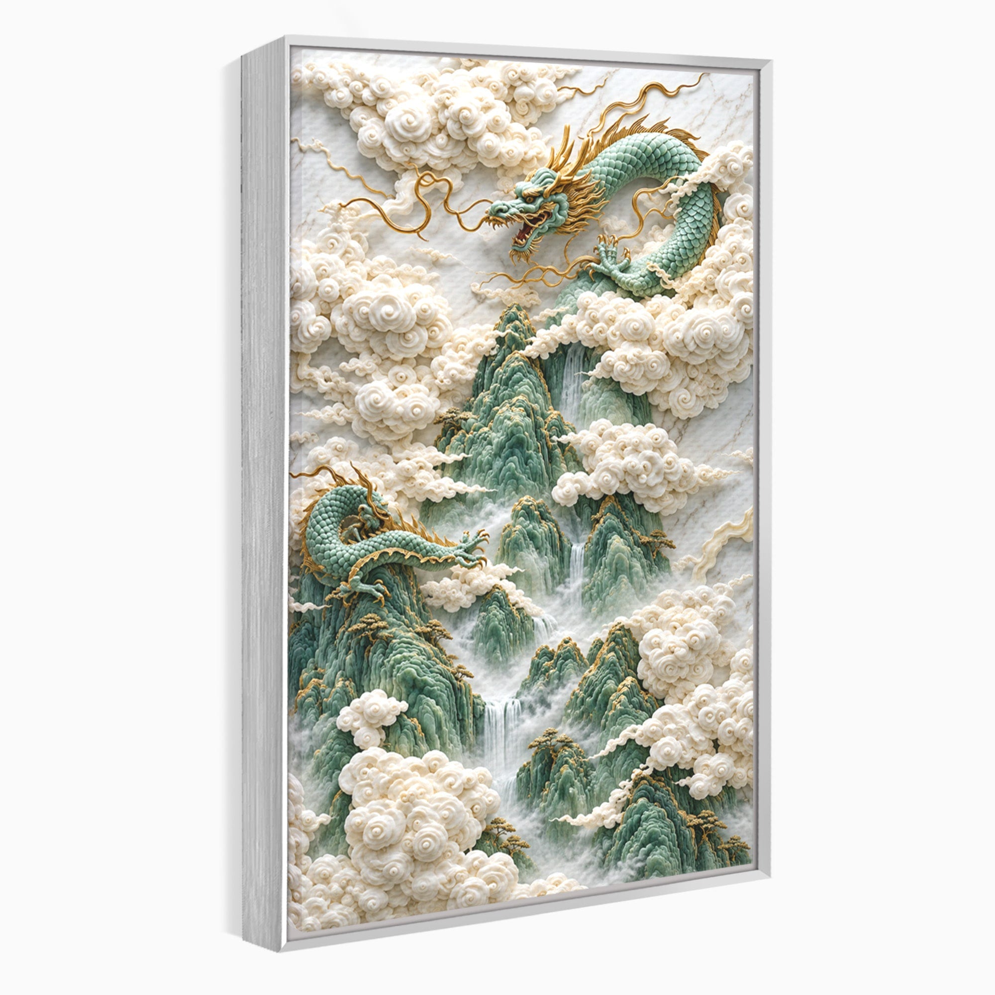 Tablou Canvas Premium LuxCanva® U1176, Dragonii Printre Nori, Fantezie, Mitologie, Dragon, Nori, Living, Culori Vibrante