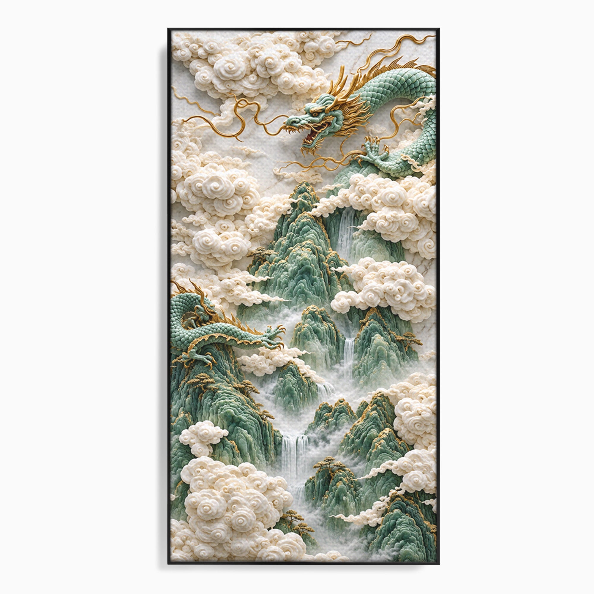 Tablou Canvas Premium LuxCanva® U1176, Dragonii Printre Nori, Fantezie, Mitologie, Dragon, Nori, Living, Culori Vibrante