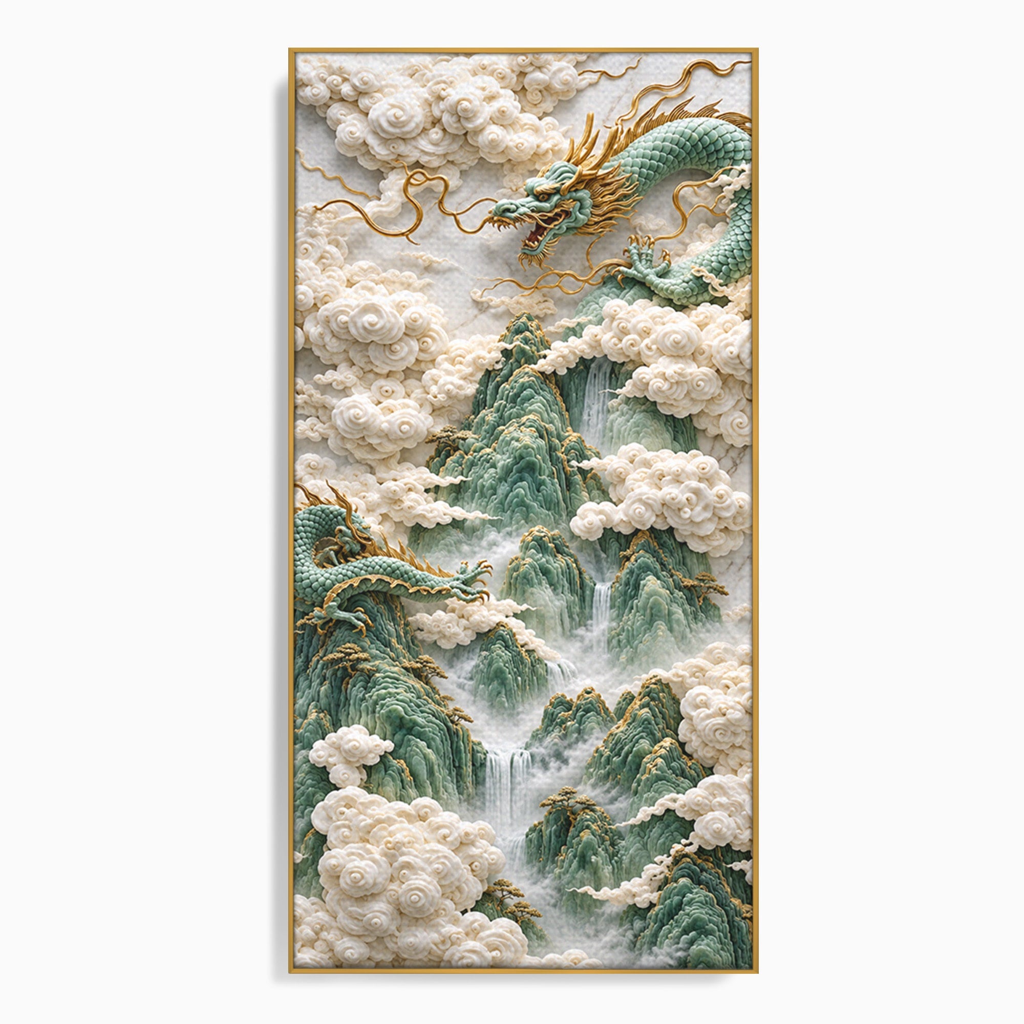 Tablou Canvas Premium LuxCanva® U1176, Dragonii Printre Nori, Fantezie, Mitologie, Dragon, Nori, Living, Culori Vibrante
