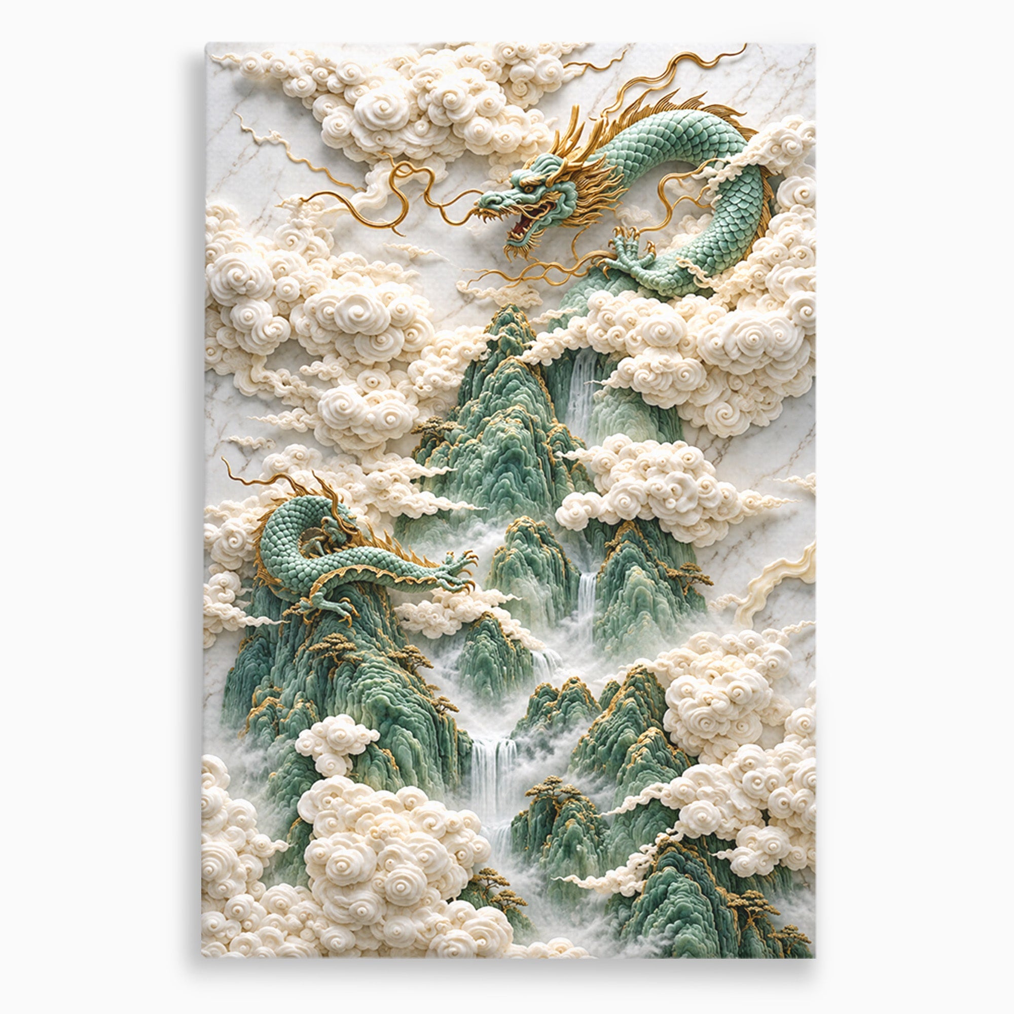 Tablou Canvas Premium LuxCanva® U1176, Dragonii Printre Nori, Fantezie, Mitologie, Dragon, Nori, Living, Culori Vibrante