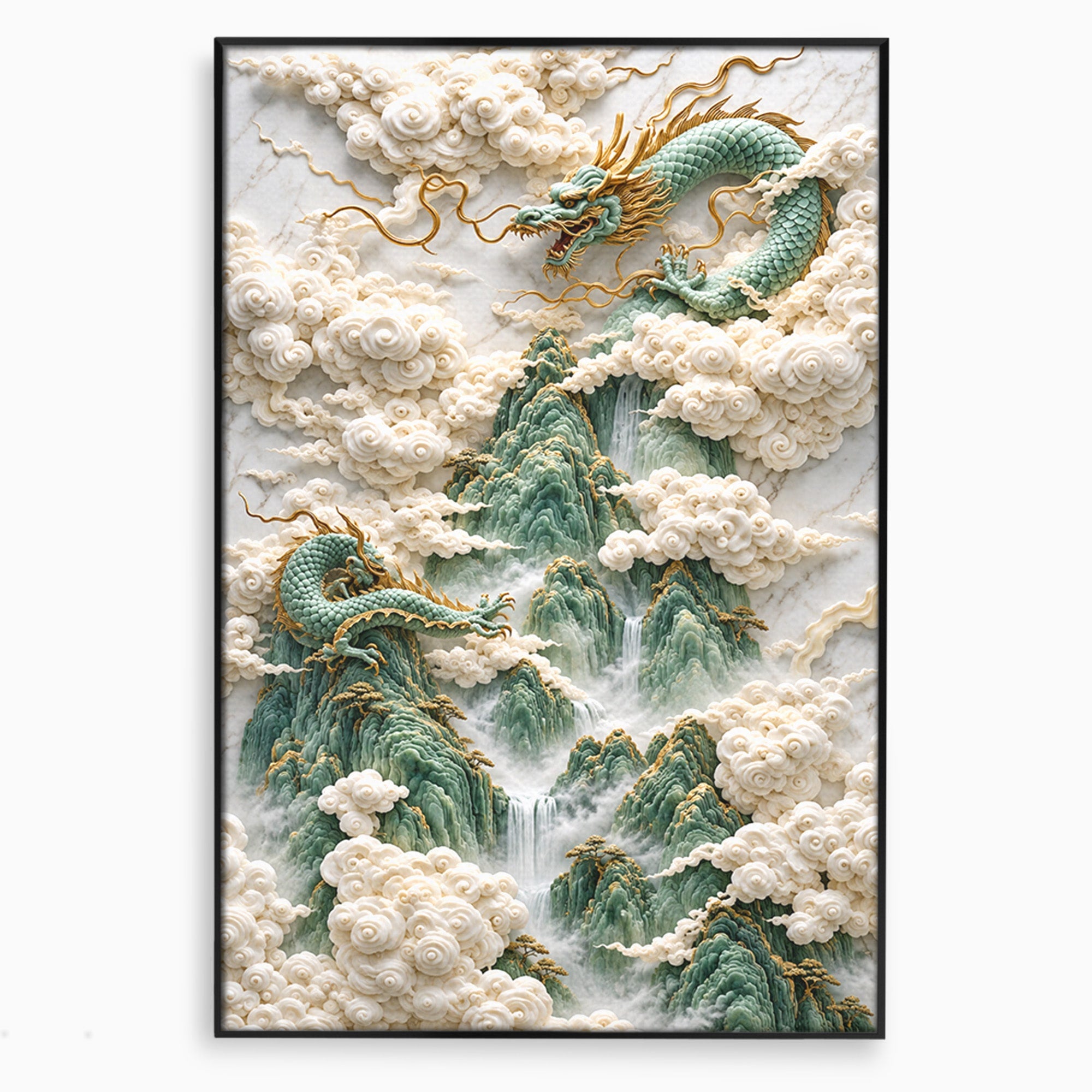 Tablou Canvas Premium LuxCanva® U1176, Dragonii Printre Nori, Fantezie, Mitologie, Dragon, Nori, Living, Culori Vibrante