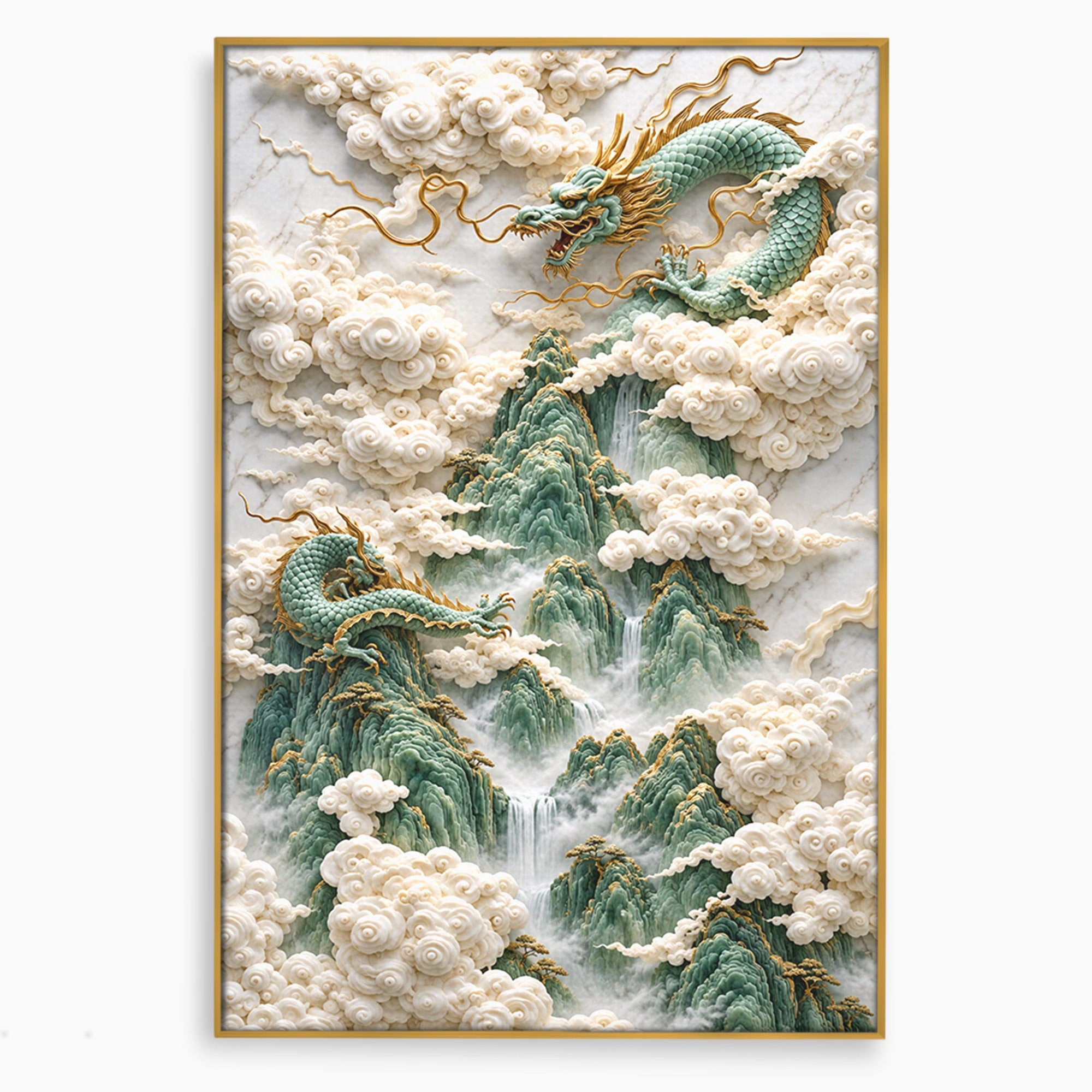 Tablou Canvas Premium LuxCanva® U1176, Dragonii Printre Nori, Fantezie, Mitologie, Dragon, Nori, Living, Culori Vibrante