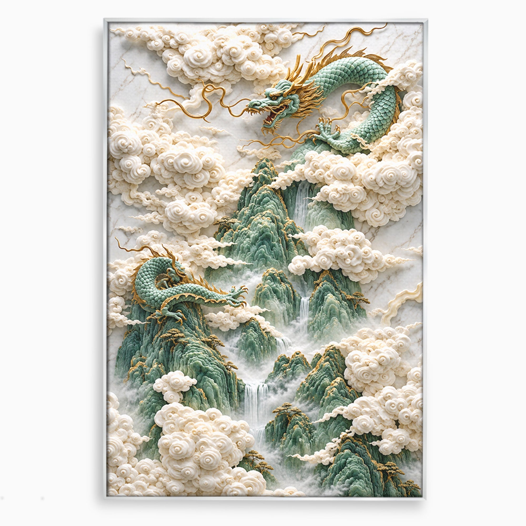 Tablou Canvas Premium LuxCanva® U1176, Dragonii Printre Nori, Fantezie, Mitologie, Dragon, Nori, Living, Culori Vibrante