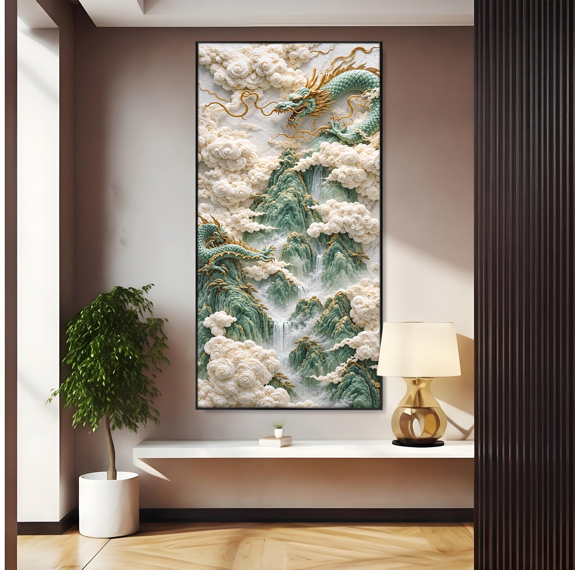 Tablou Canvas Premium LuxCanva® U1176, Dragonii Printre Nori, Fantezie, Mitologie, Dragon, Nori, Living, Culori Vibrante