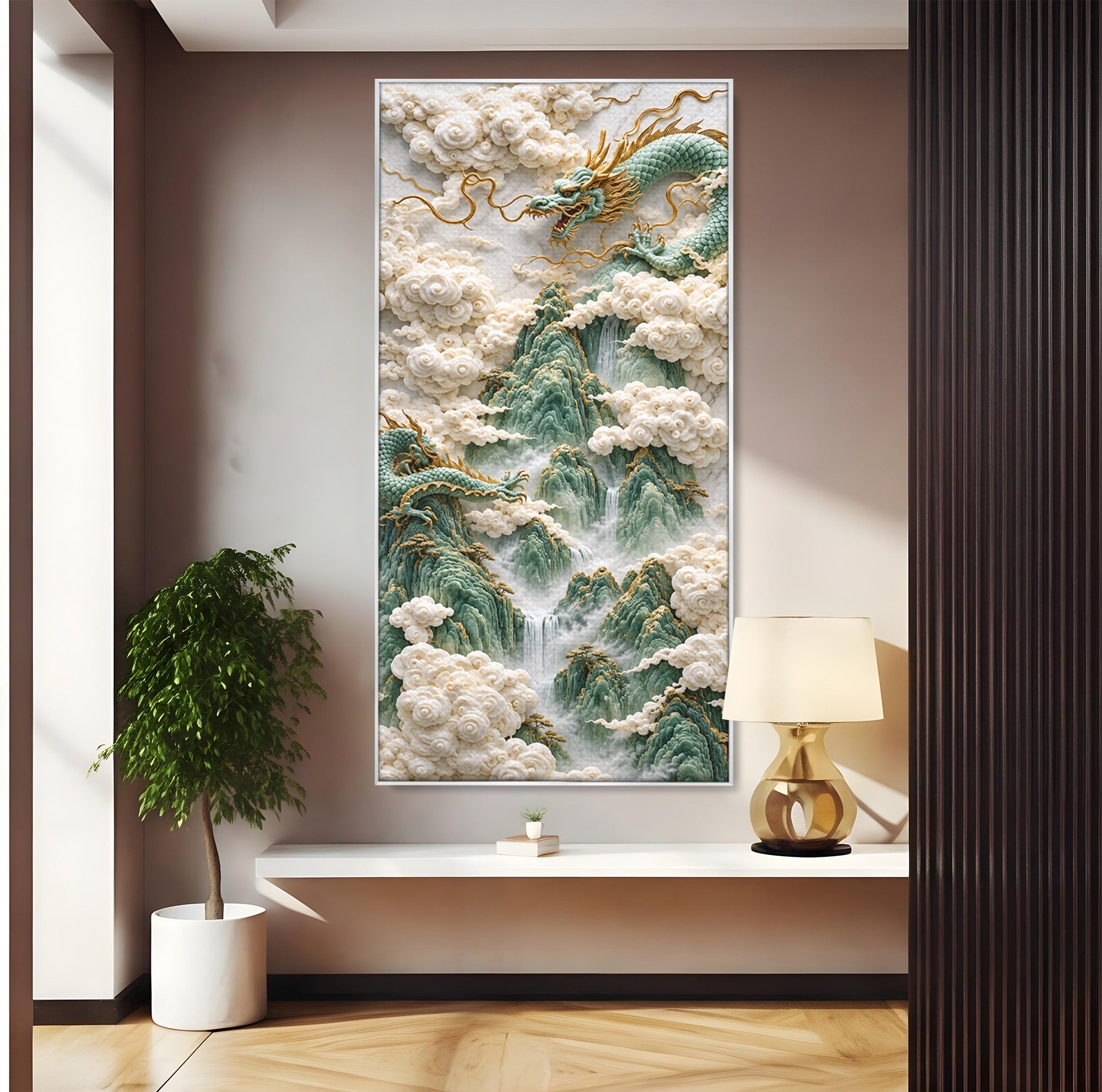Tablou Canvas Premium LuxCanva® U1176, Dragonii Printre Nori, Fantezie, Mitologie, Dragon, Nori, Living, Culori Vibrante