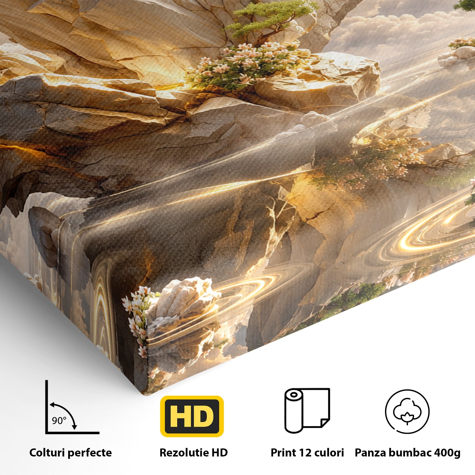 Tablou Canvas Premium LuxCanva® U1177, Insula Plutitoare Magica, Natura, Fantezie, Peisaj, Insula, Living, Culori Vibrante