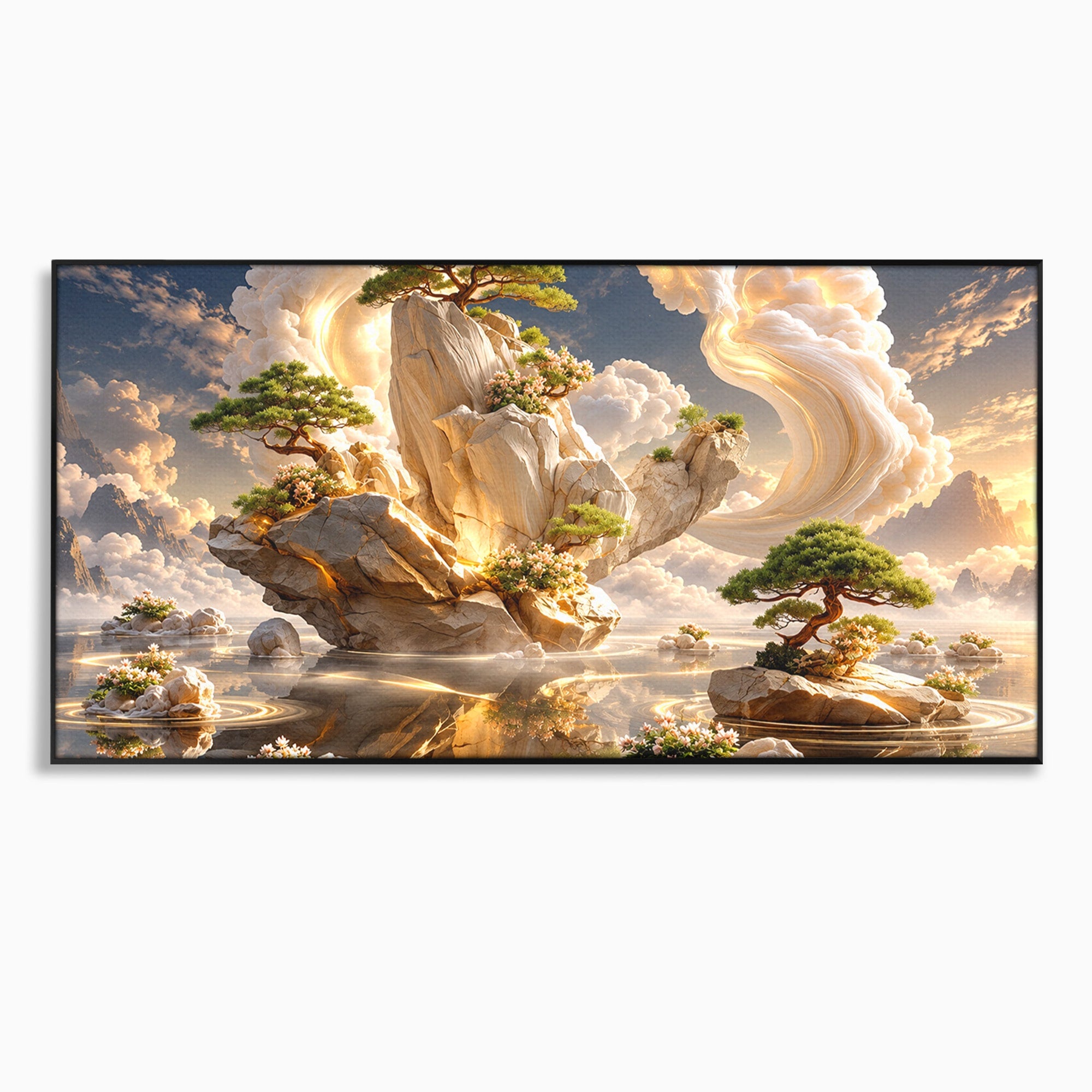 Tablou Canvas Premium LuxCanva® U1177, Insula Plutitoare Magica, Natura, Fantezie, Peisaj, Insula, Living, Culori Vibrante