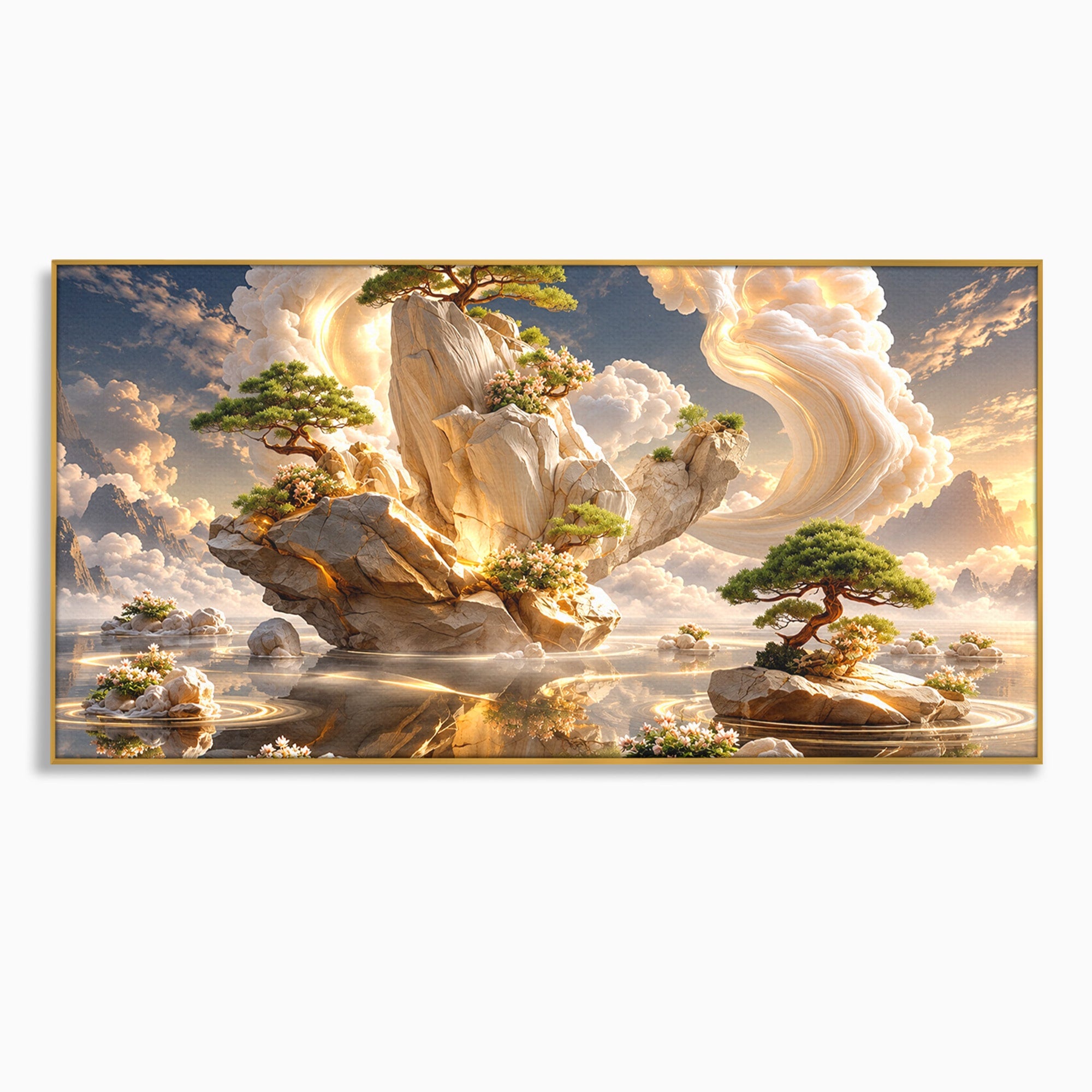 Tablou Canvas Premium LuxCanva® U1177, Insula Plutitoare Magica, Natura, Fantezie, Peisaj, Insula, Living, Culori Vibrante