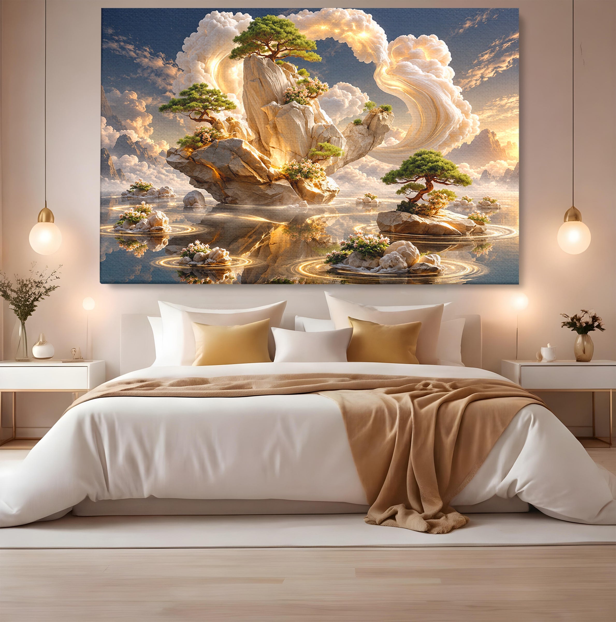 Tablou Canvas Premium LuxCanva® U1177, Insula Plutitoare Magica, Natura, Fantezie, Peisaj, Insula, Living, Culori Vibrante