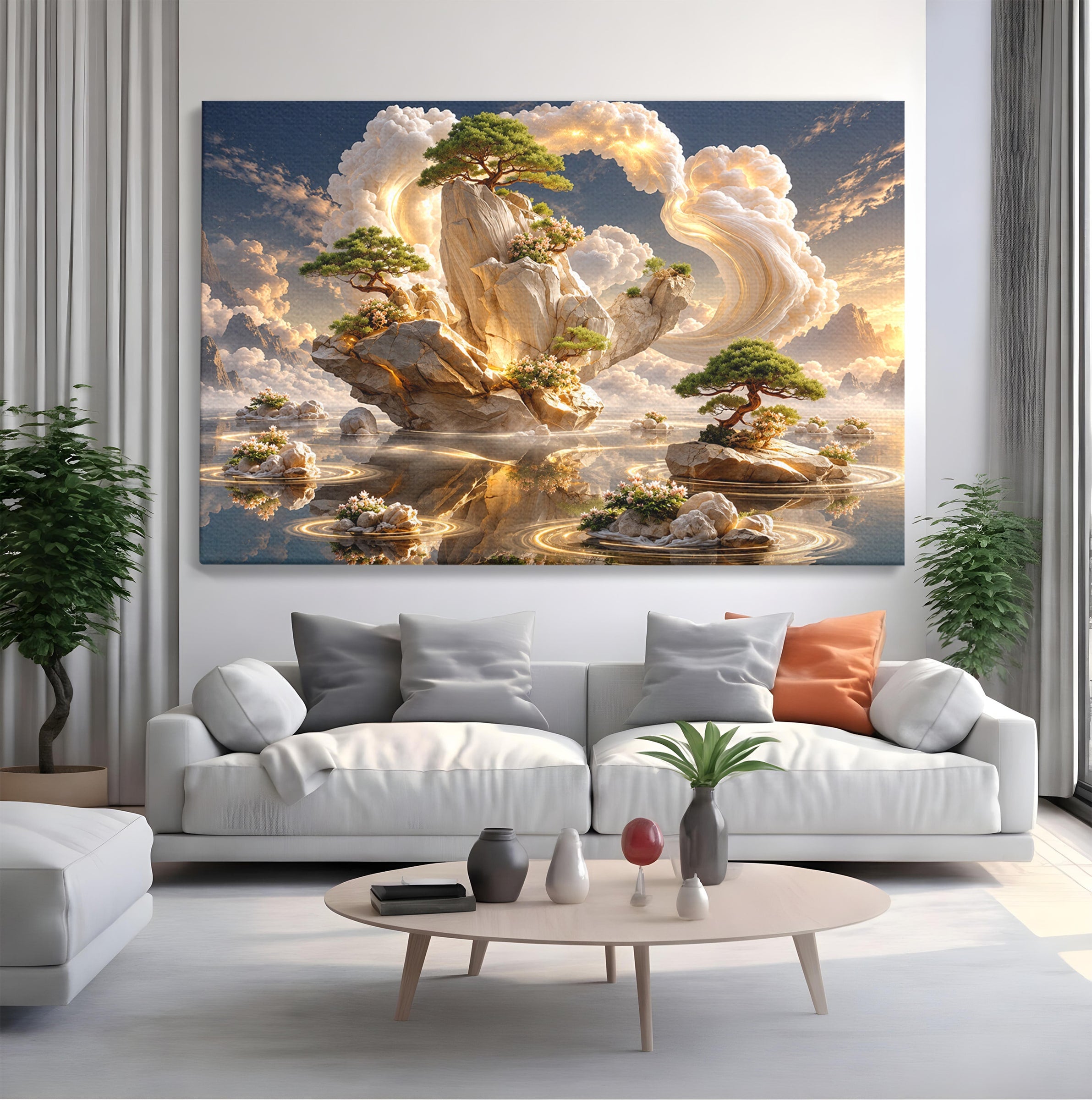 Tablou Canvas Premium LuxCanva® U1177, Insula Plutitoare Magica, Natura, Fantezie, Peisaj, Insula, Living, Culori Vibrante
