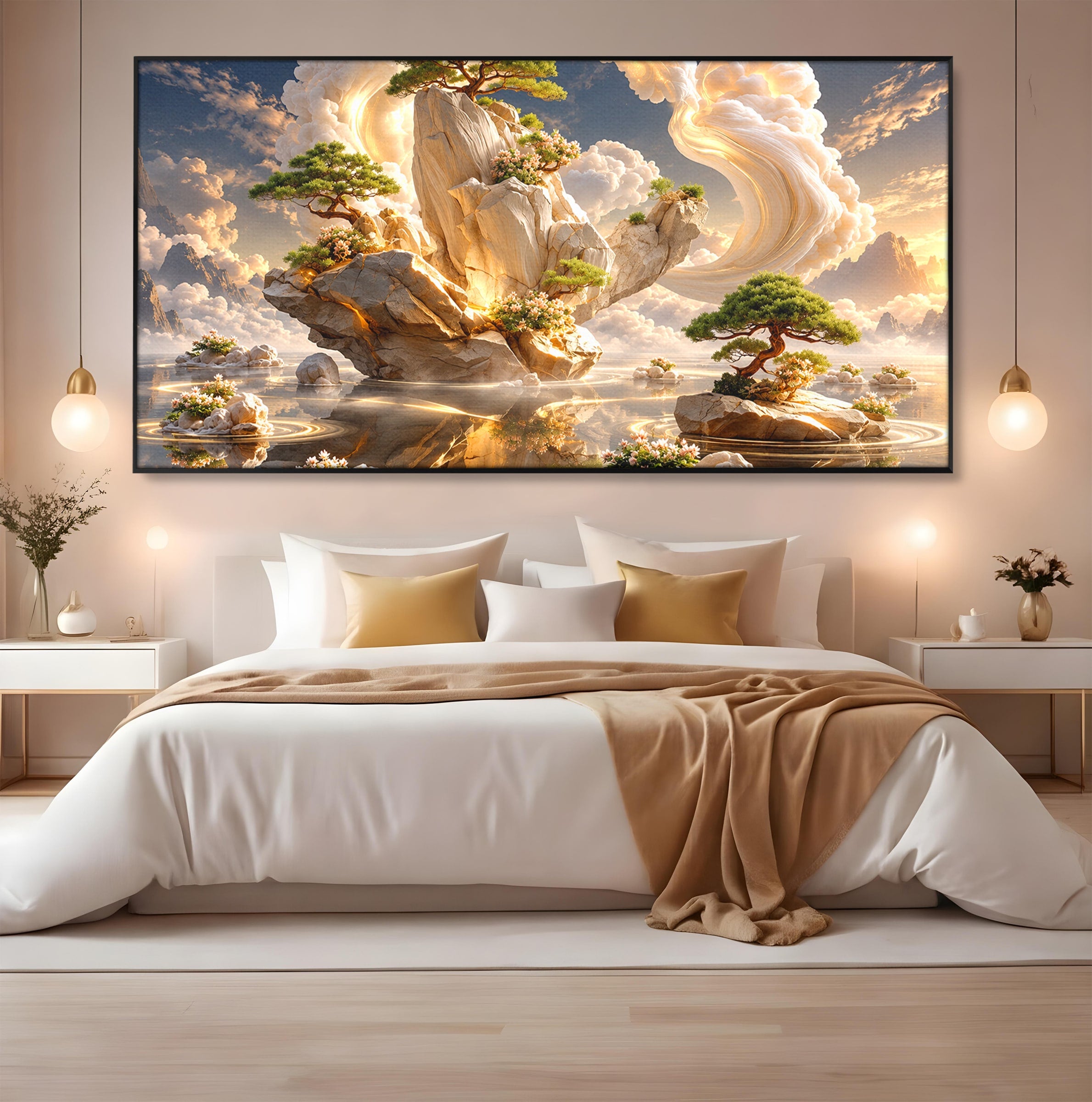 Tablou Canvas Premium LuxCanva® U1177, Insula Plutitoare Magica, Natura, Fantezie, Peisaj, Insula, Living, Culori Vibrante