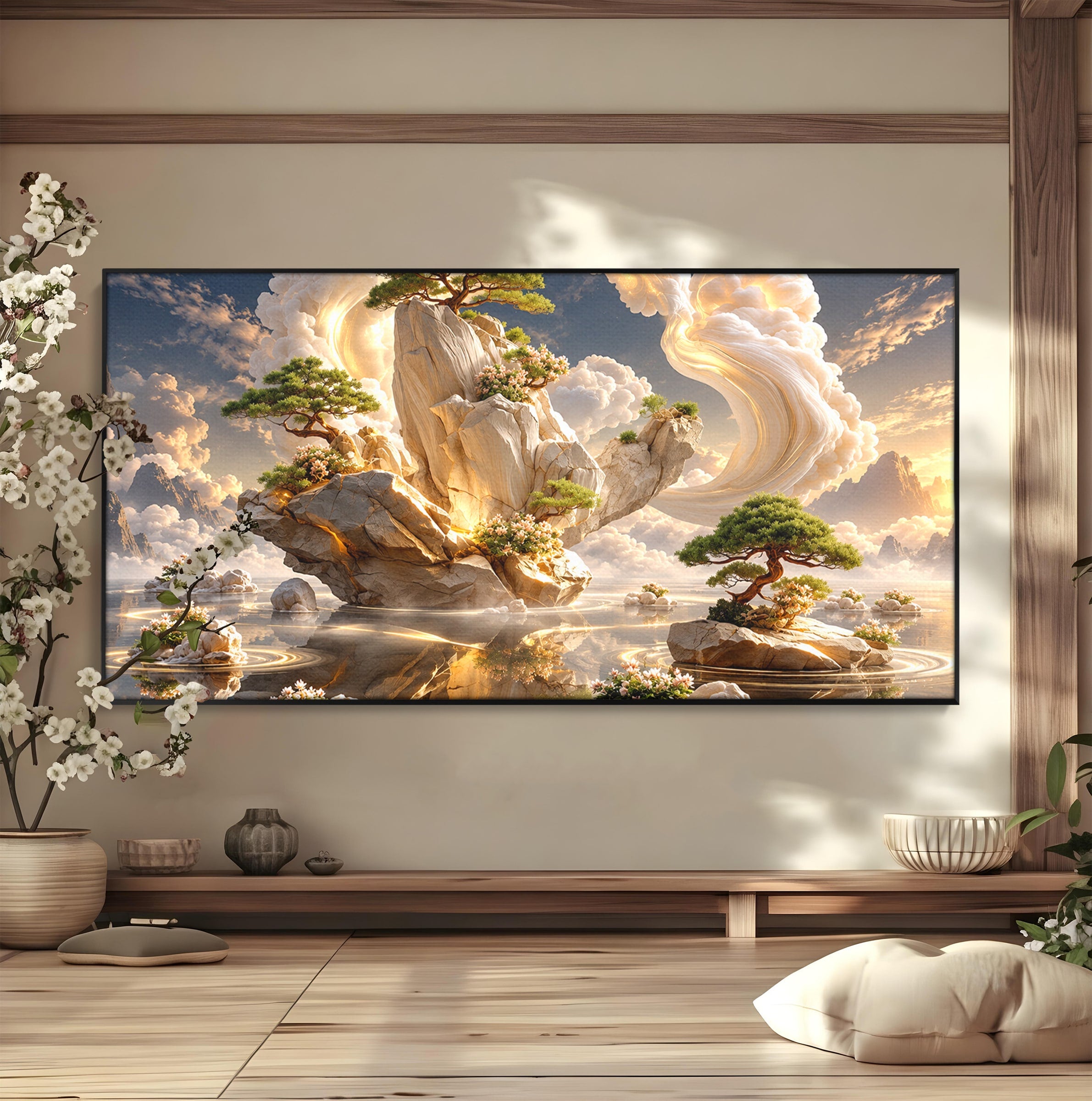 Tablou Canvas Premium LuxCanva® U1177, Insula Plutitoare Magica, Natura, Fantezie, Peisaj, Insula, Living, Culori Vibrante