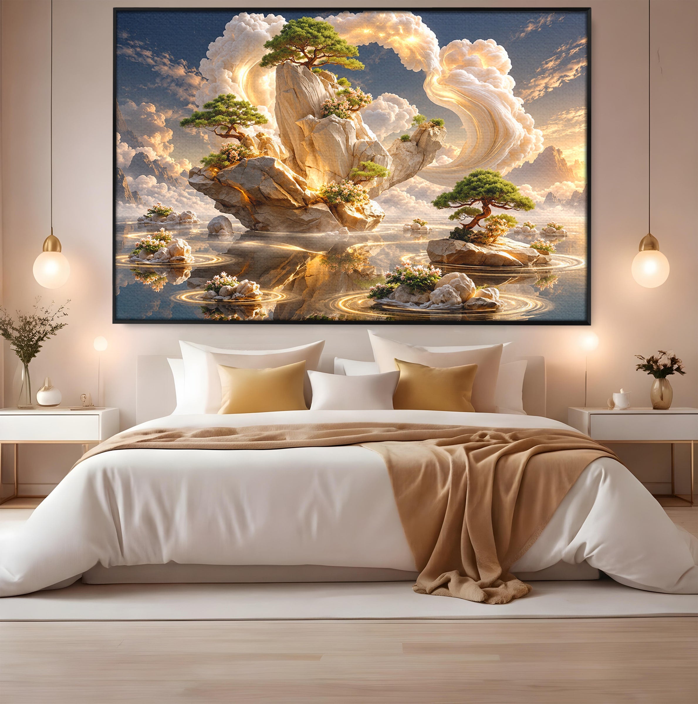 Tablou Canvas Premium LuxCanva® U1177, Insula Plutitoare Magica, Natura, Fantezie, Peisaj, Insula, Living, Culori Vibrante