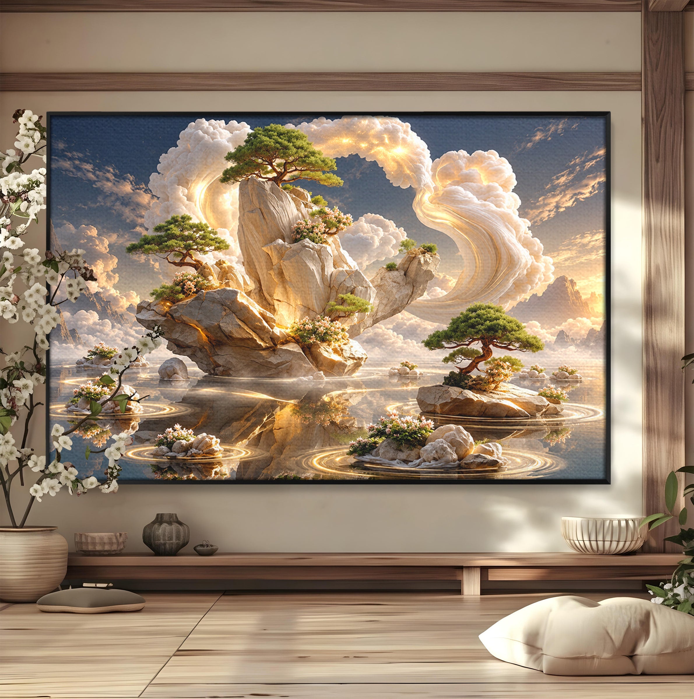Tablou Canvas Premium LuxCanva® U1177, Insula Plutitoare Magica, Natura, Fantezie, Peisaj, Insula, Living, Culori Vibrante