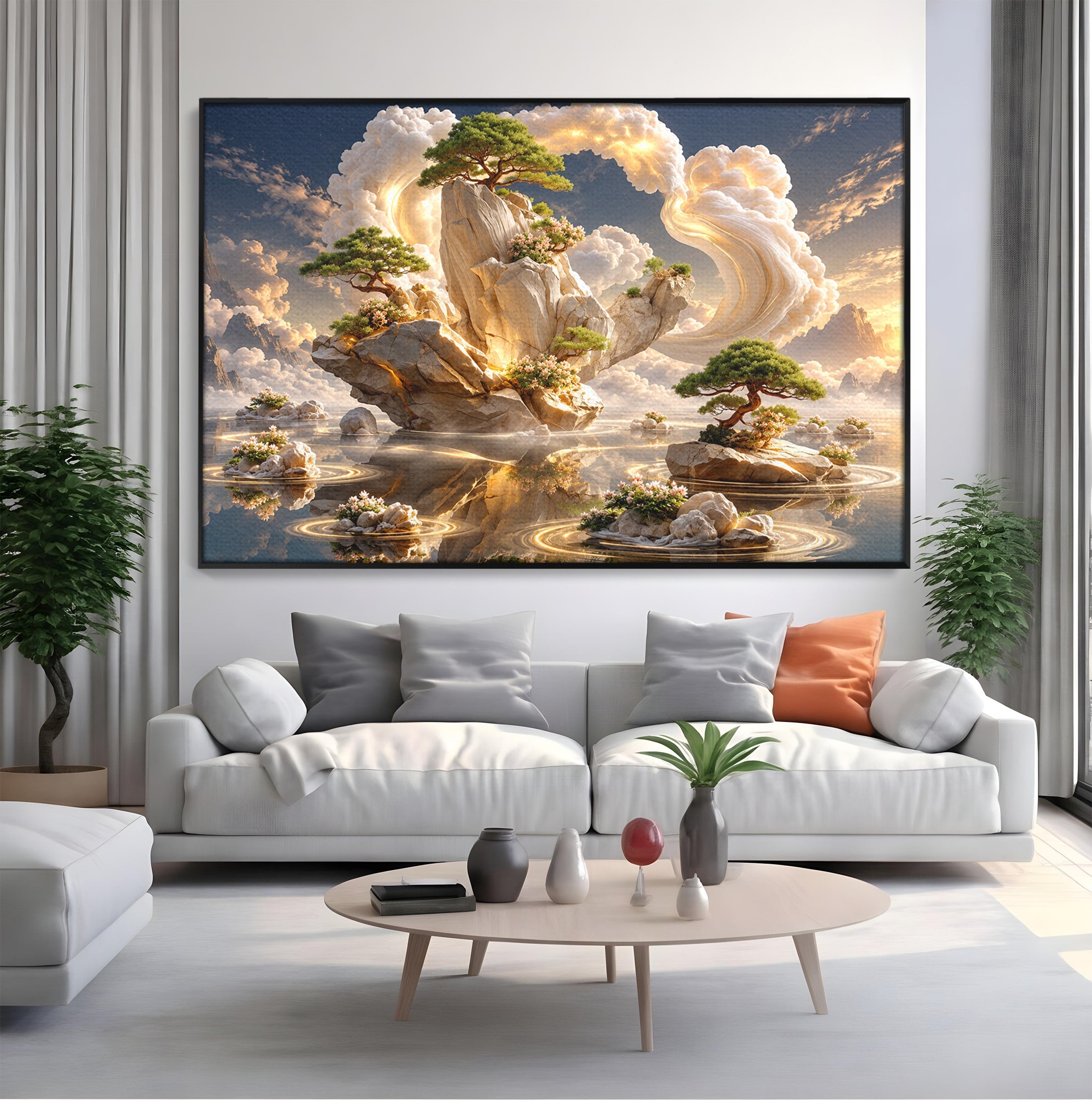 Tablou Canvas Premium LuxCanva® U1177, Insula Plutitoare Magica, Natura, Fantezie, Peisaj, Insula, Living, Culori Vibrante