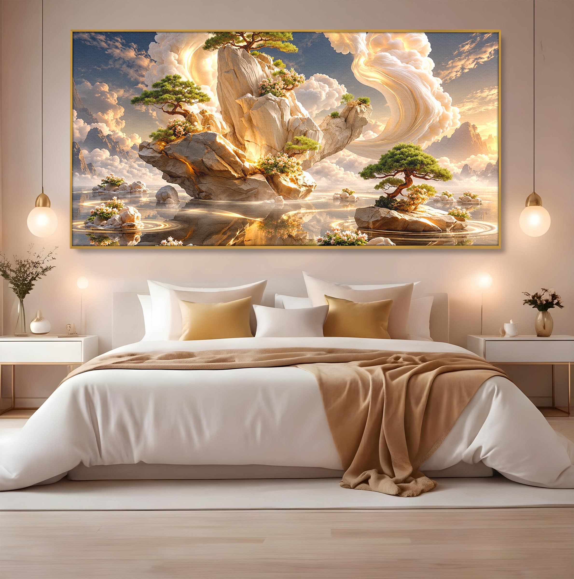 Tablou Canvas Premium LuxCanva® U1177, Insula Plutitoare Magica, Natura, Fantezie, Peisaj, Insula, Living, Culori Vibrante