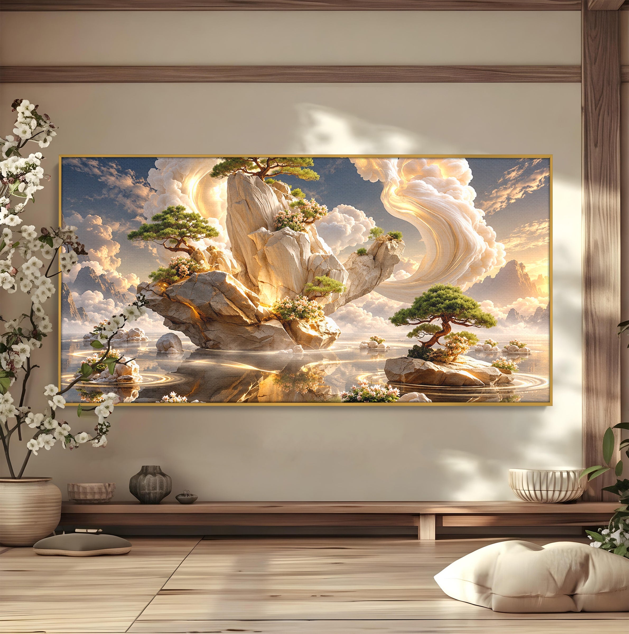 Tablou Canvas Premium LuxCanva® U1177, Insula Plutitoare Magica, Natura, Fantezie, Peisaj, Insula, Living, Culori Vibrante