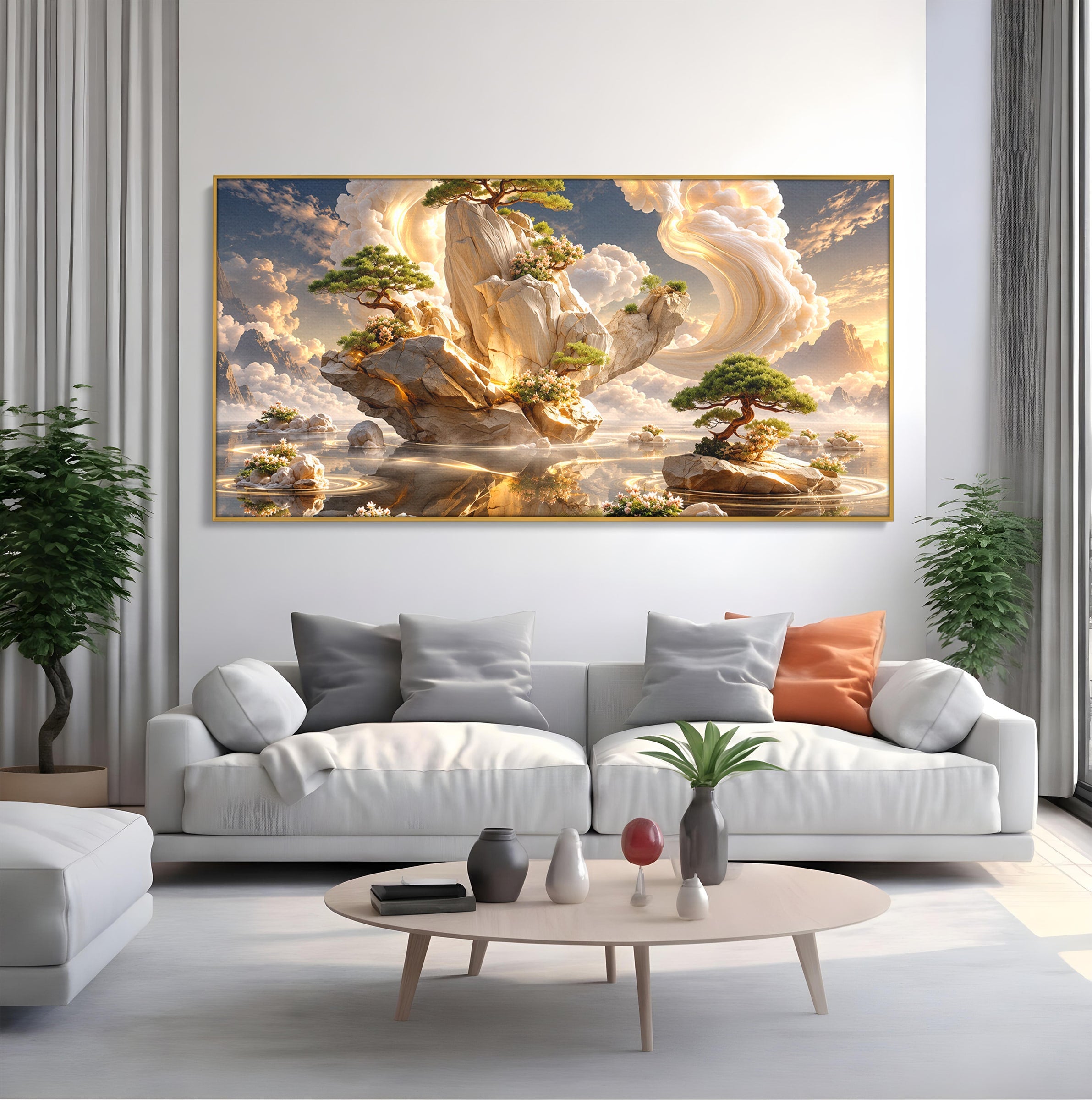 Tablou Canvas Premium LuxCanva® U1177, Insula Plutitoare Magica, Natura, Fantezie, Peisaj, Insula, Living, Culori Vibrante
