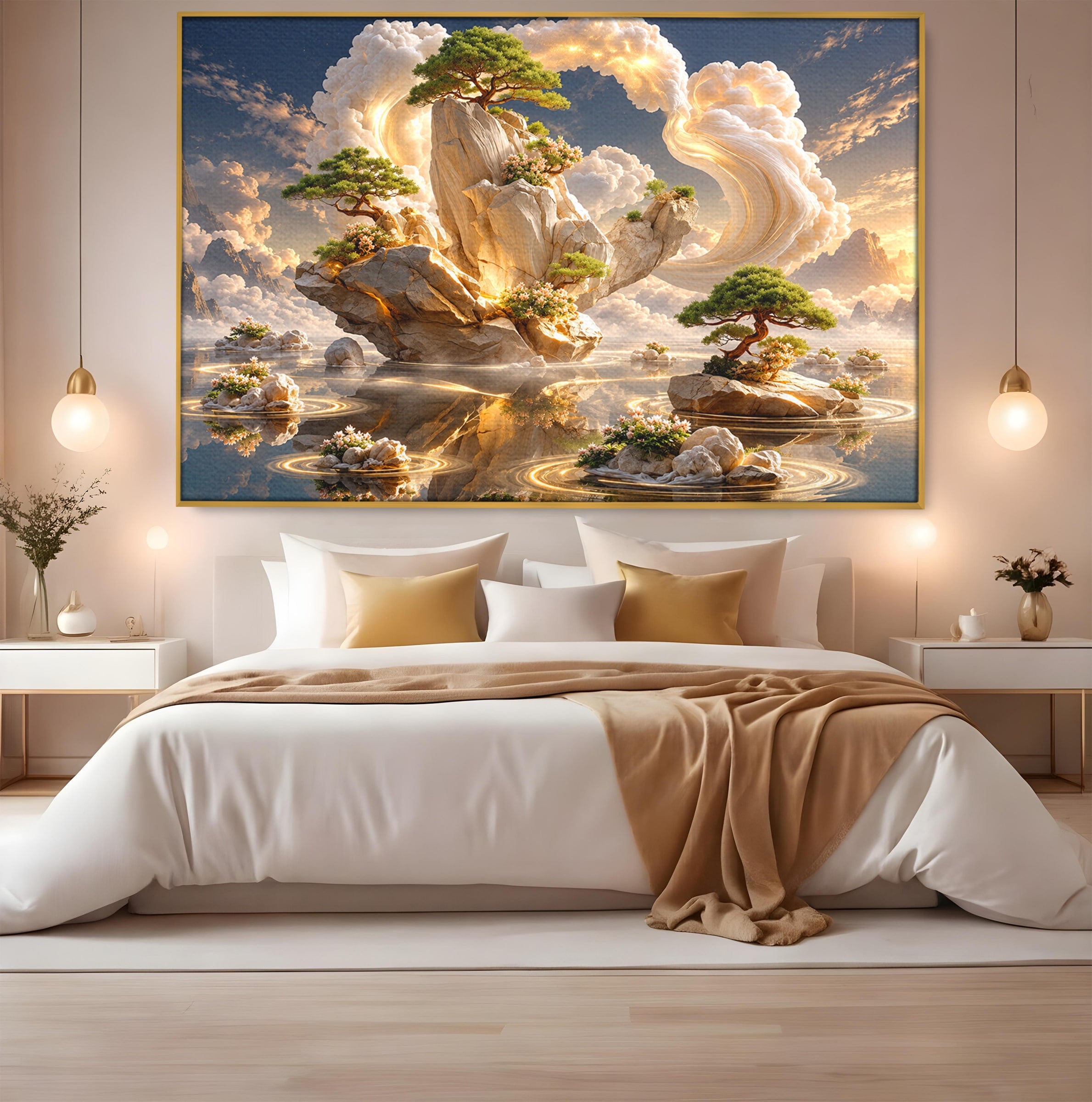 Tablou Canvas Premium LuxCanva® U1177, Insula Plutitoare Magica, Natura, Fantezie, Peisaj, Insula, Living, Culori Vibrante