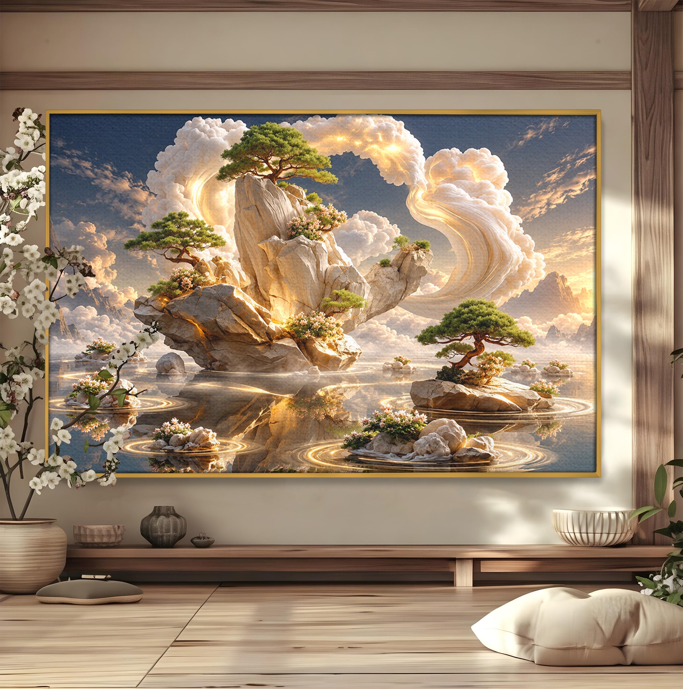 Tablou Canvas Premium LuxCanva® U1177, Insula Plutitoare Magica, Natura, Fantezie, Peisaj, Insula, Living, Culori Vibrante