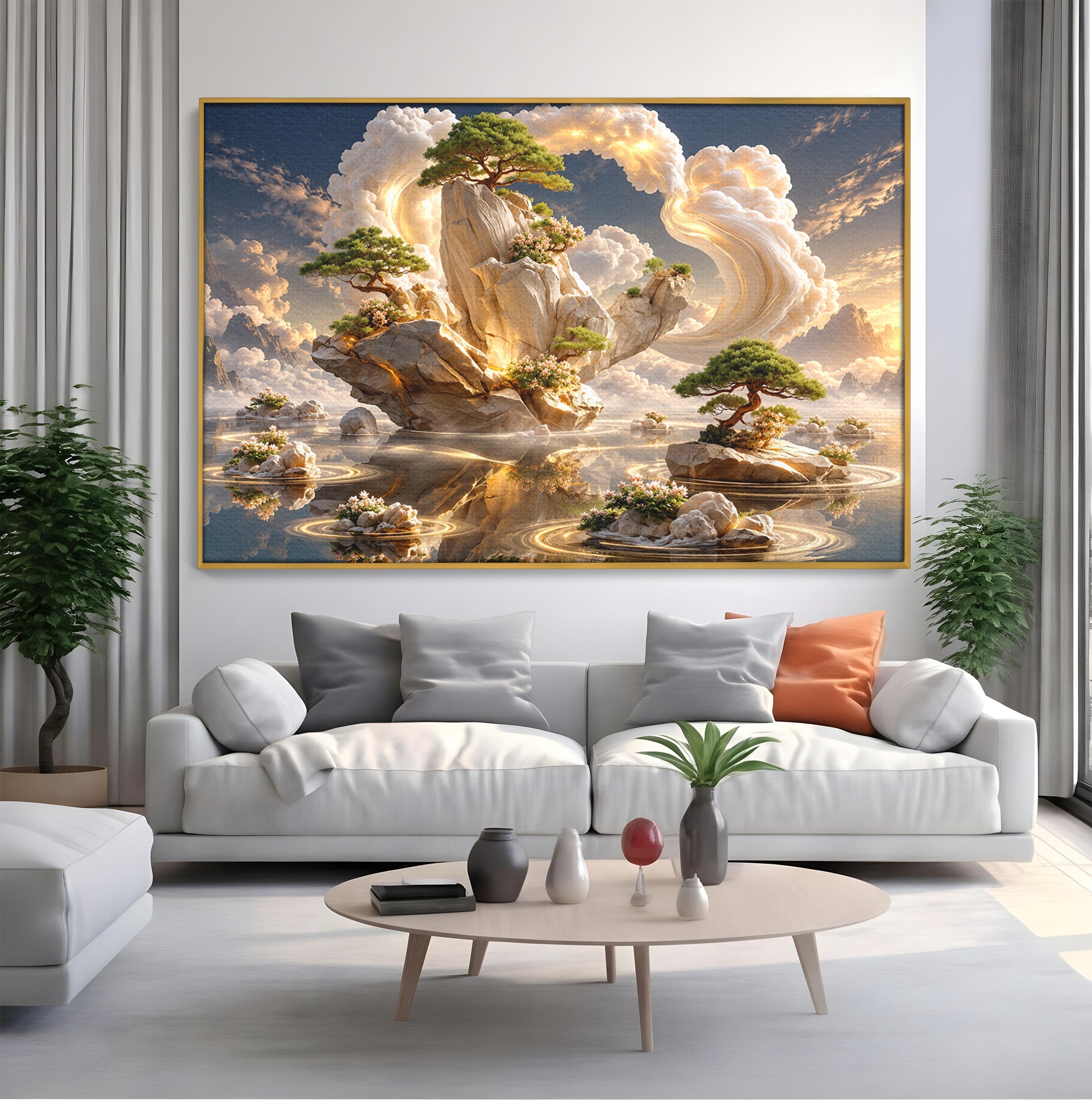 Tablou Canvas Premium LuxCanva® U1177, Insula Plutitoare Magica, Natura, Fantezie, Peisaj, Insula, Living, Culori Vibrante
