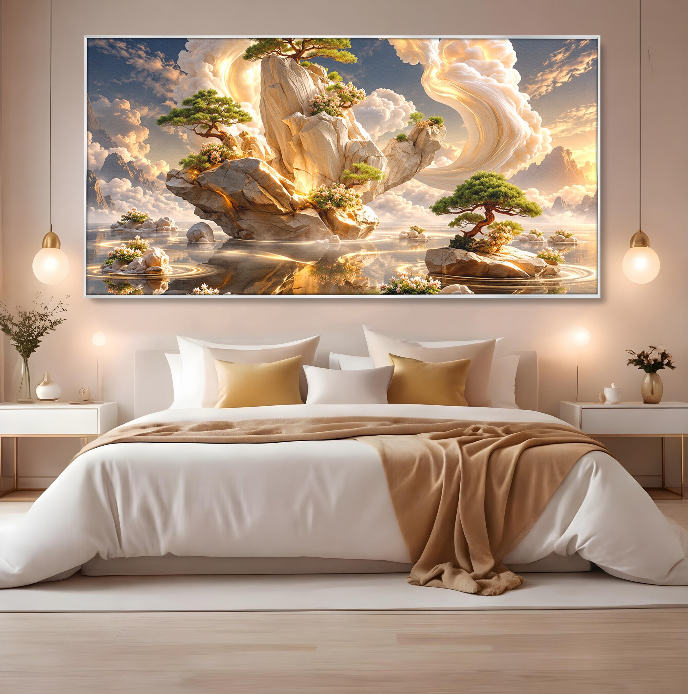 Tablou Canvas Premium LuxCanva® U1177, Insula Plutitoare Magica, Natura, Fantezie, Peisaj, Insula, Living, Culori Vibrante