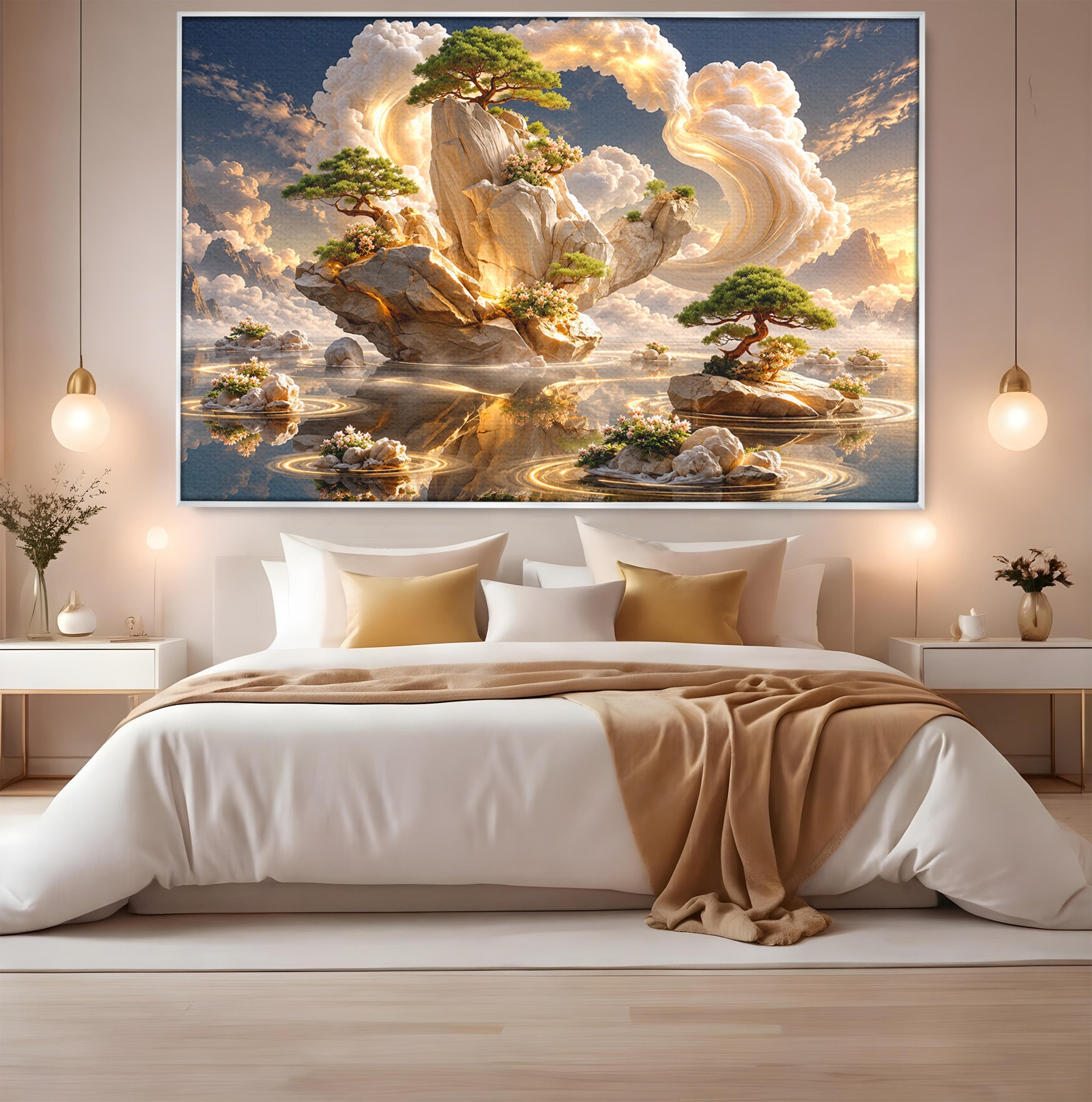 Tablou Canvas Premium LuxCanva® U1177, Insula Plutitoare Magica, Natura, Fantezie, Peisaj, Insula, Living, Culori Vibrante