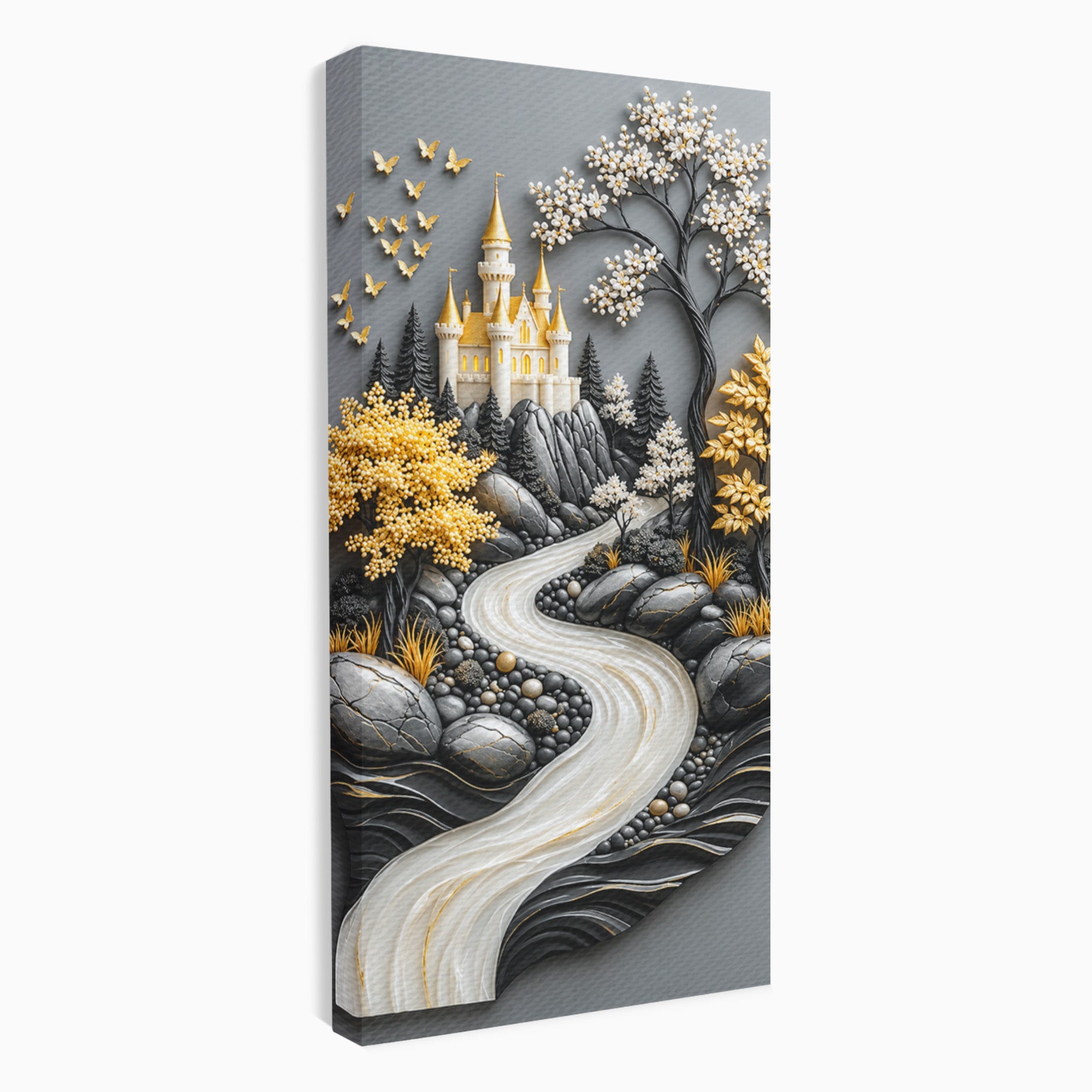 Tablou Canvas Premium LuxCanva® U1178, Castelul Fermecat, Peisaj, Rau, Natura, Castel, Living, Culori Vibrante