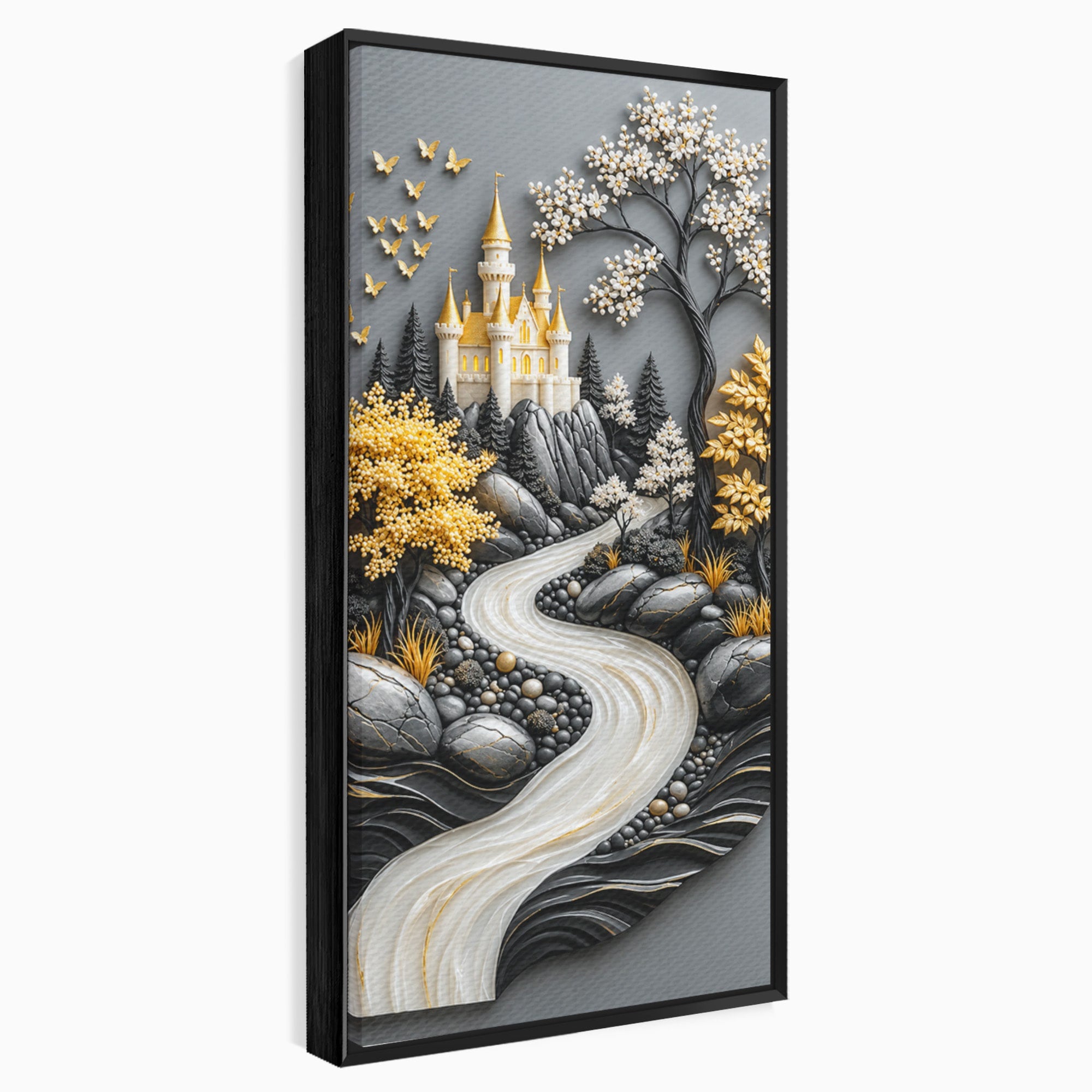 Tablou Canvas Premium LuxCanva® U1178, Castelul Fermecat, Peisaj, Rau, Natura, Castel, Living, Culori Vibrante