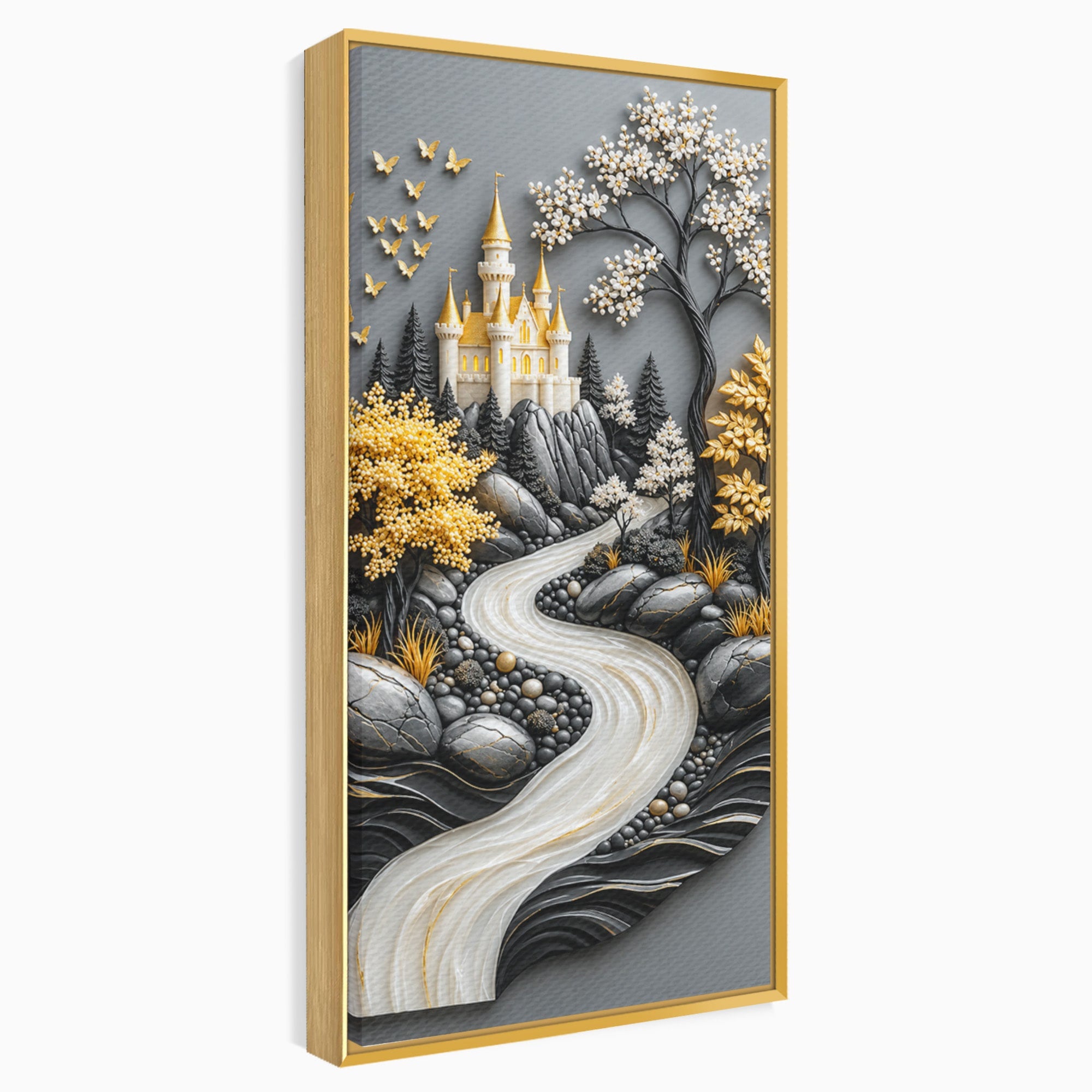 Tablou Canvas Premium LuxCanva® U1178, Castelul Fermecat, Peisaj, Rau, Natura, Castel, Living, Culori Vibrante