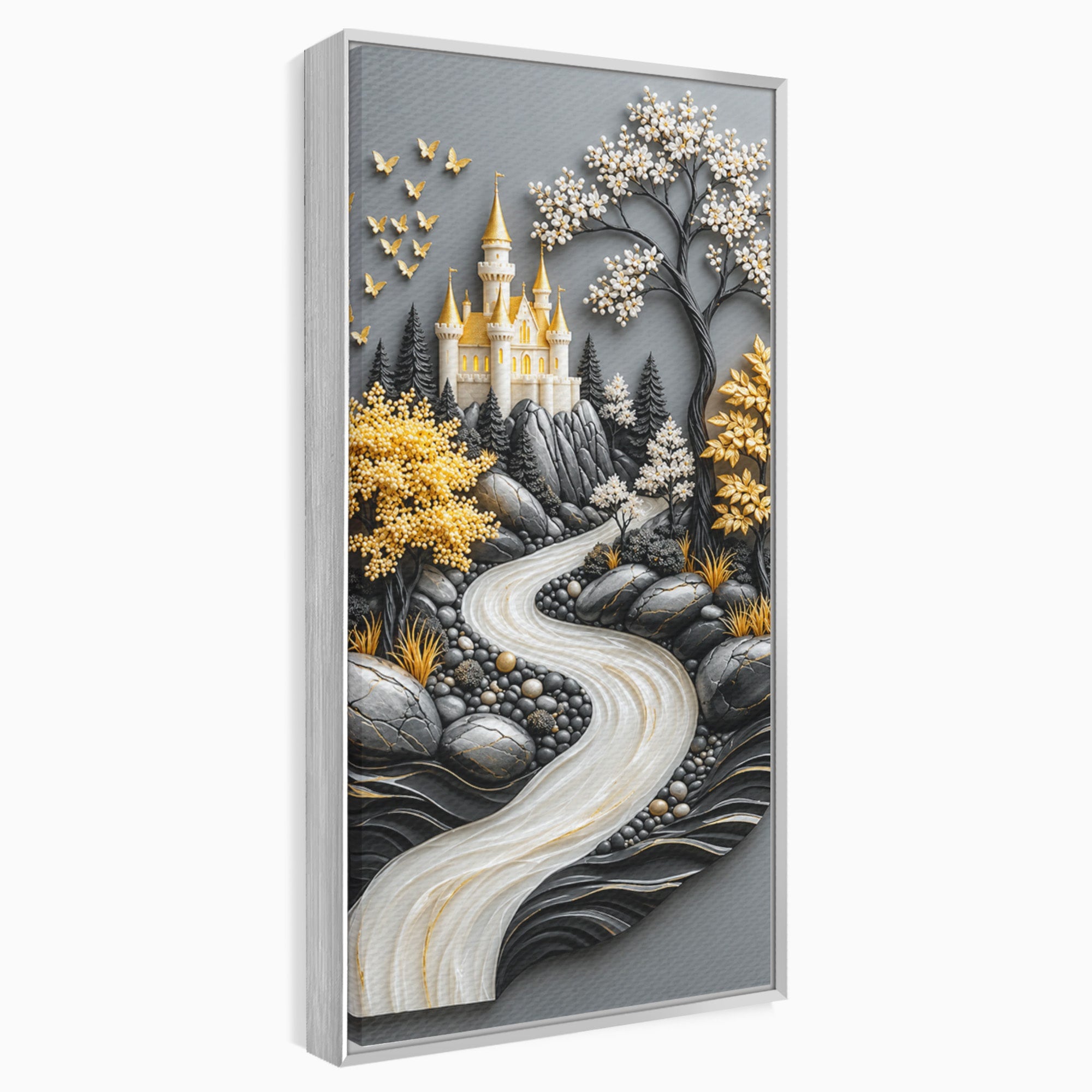 Tablou Canvas Premium LuxCanva® U1178, Castelul Fermecat, Peisaj, Rau, Natura, Castel, Living, Culori Vibrante