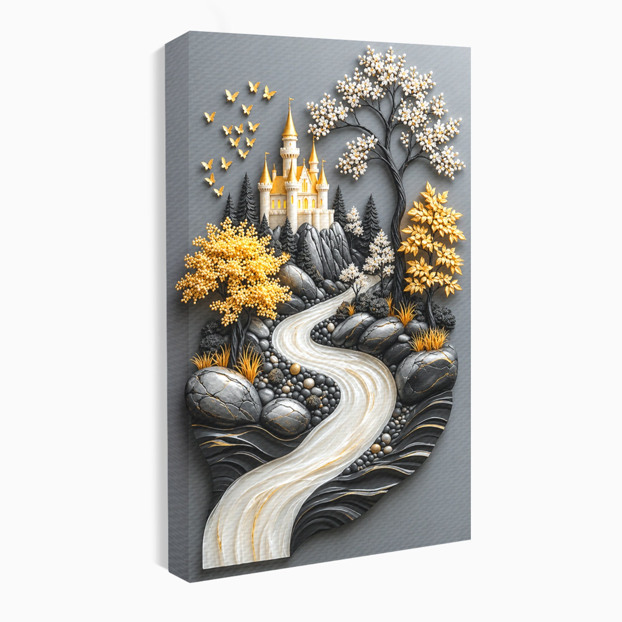 Tablou Canvas Premium LuxCanva® U1178, Castelul Fermecat, Peisaj, Rau, Natura, Castel, Living, Culori Vibrante
