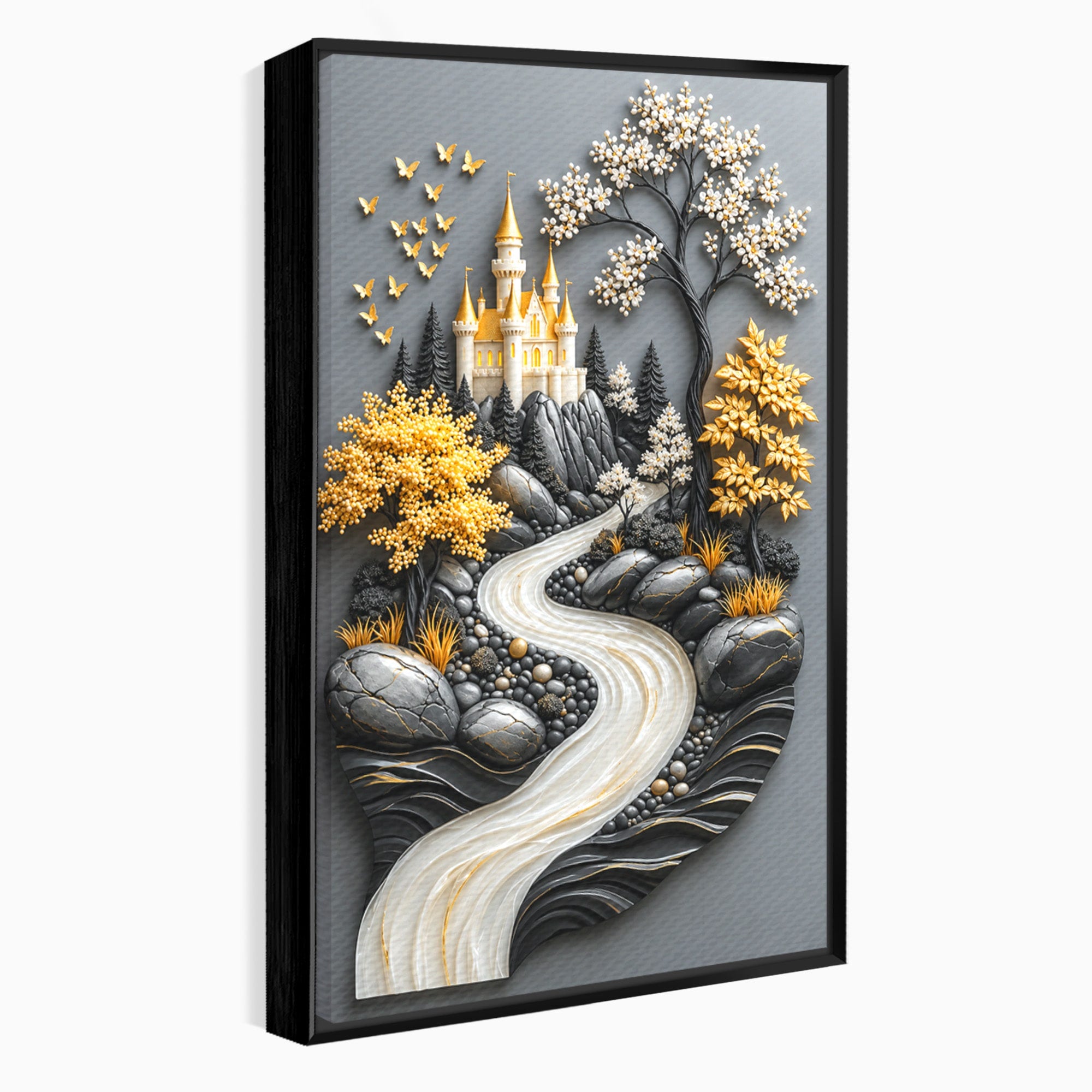 Tablou Canvas Premium LuxCanva® U1178, Castelul Fermecat, Peisaj, Rau, Natura, Castel, Living, Culori Vibrante