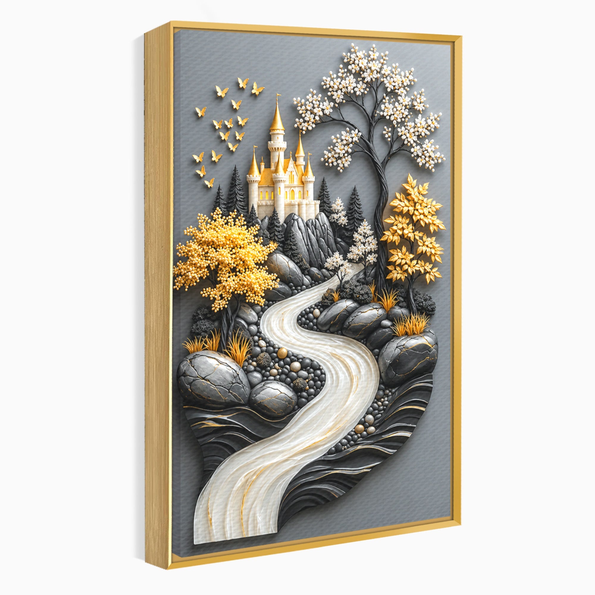 Tablou Canvas Premium LuxCanva® U1178, Castelul Fermecat, Peisaj, Rau, Natura, Castel, Living, Culori Vibrante