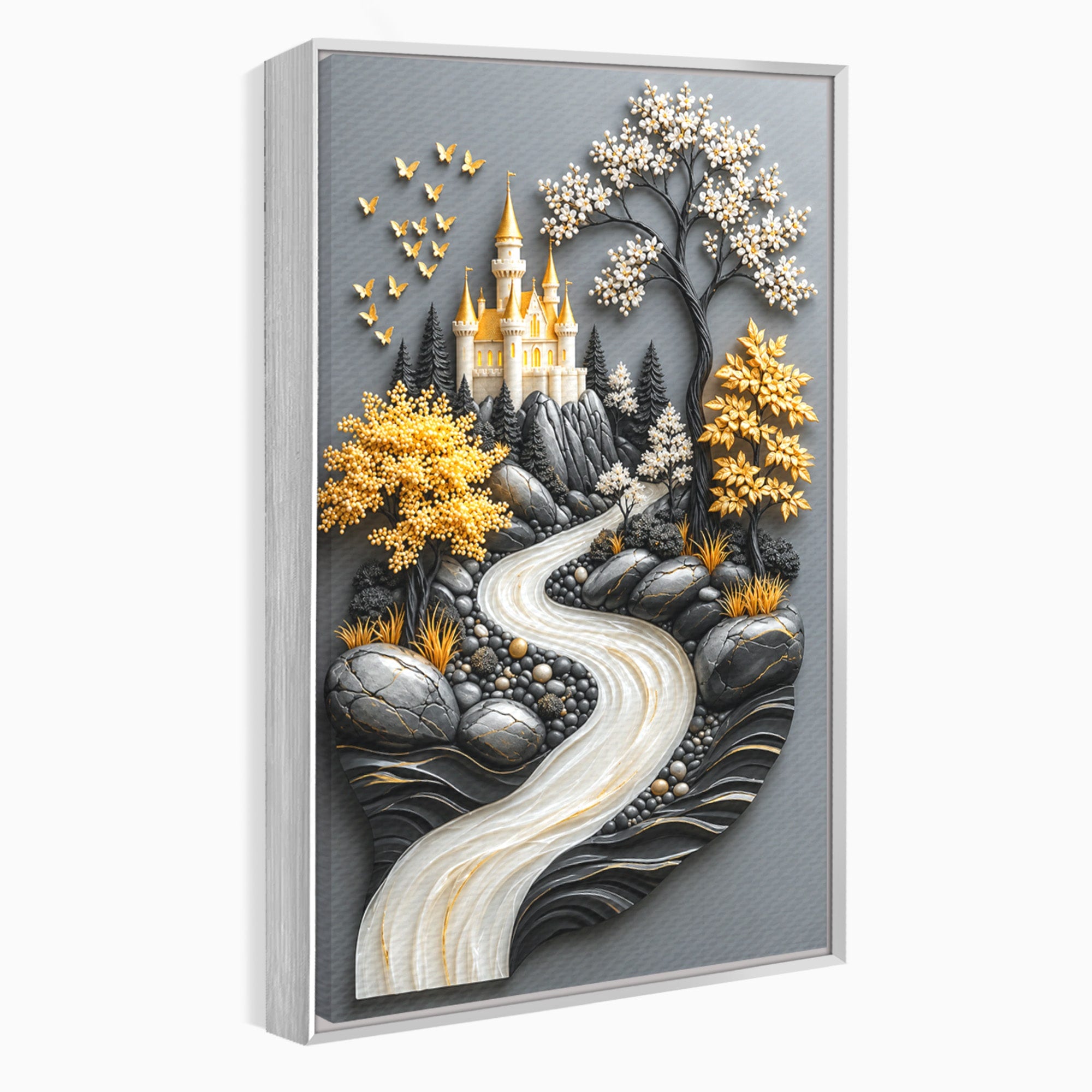 Tablou Canvas Premium LuxCanva® U1178, Castelul Fermecat, Peisaj, Rau, Natura, Castel, Living, Culori Vibrante